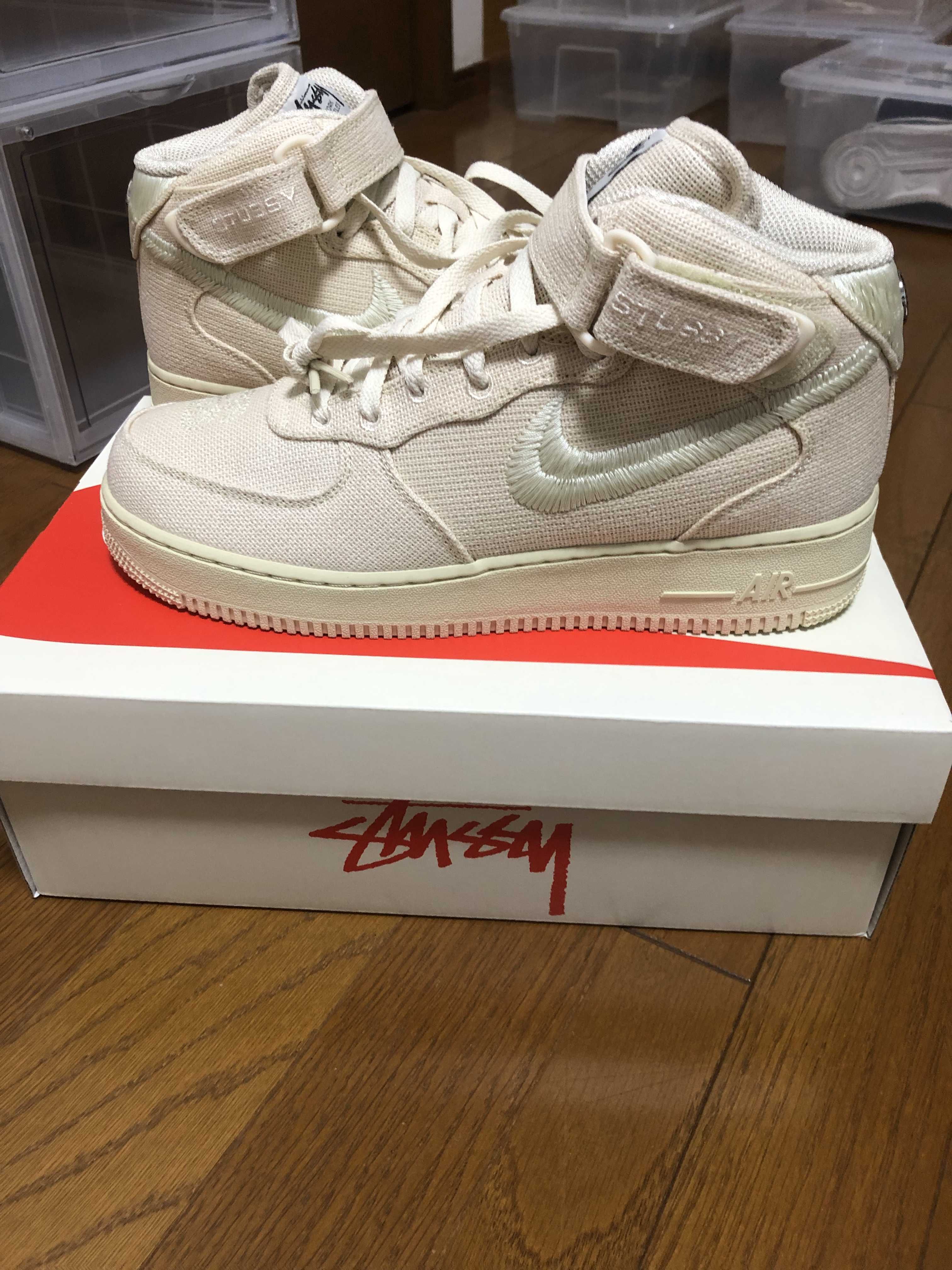 Stussy × Nike Air Force 1 Mid "Fossil Stone"