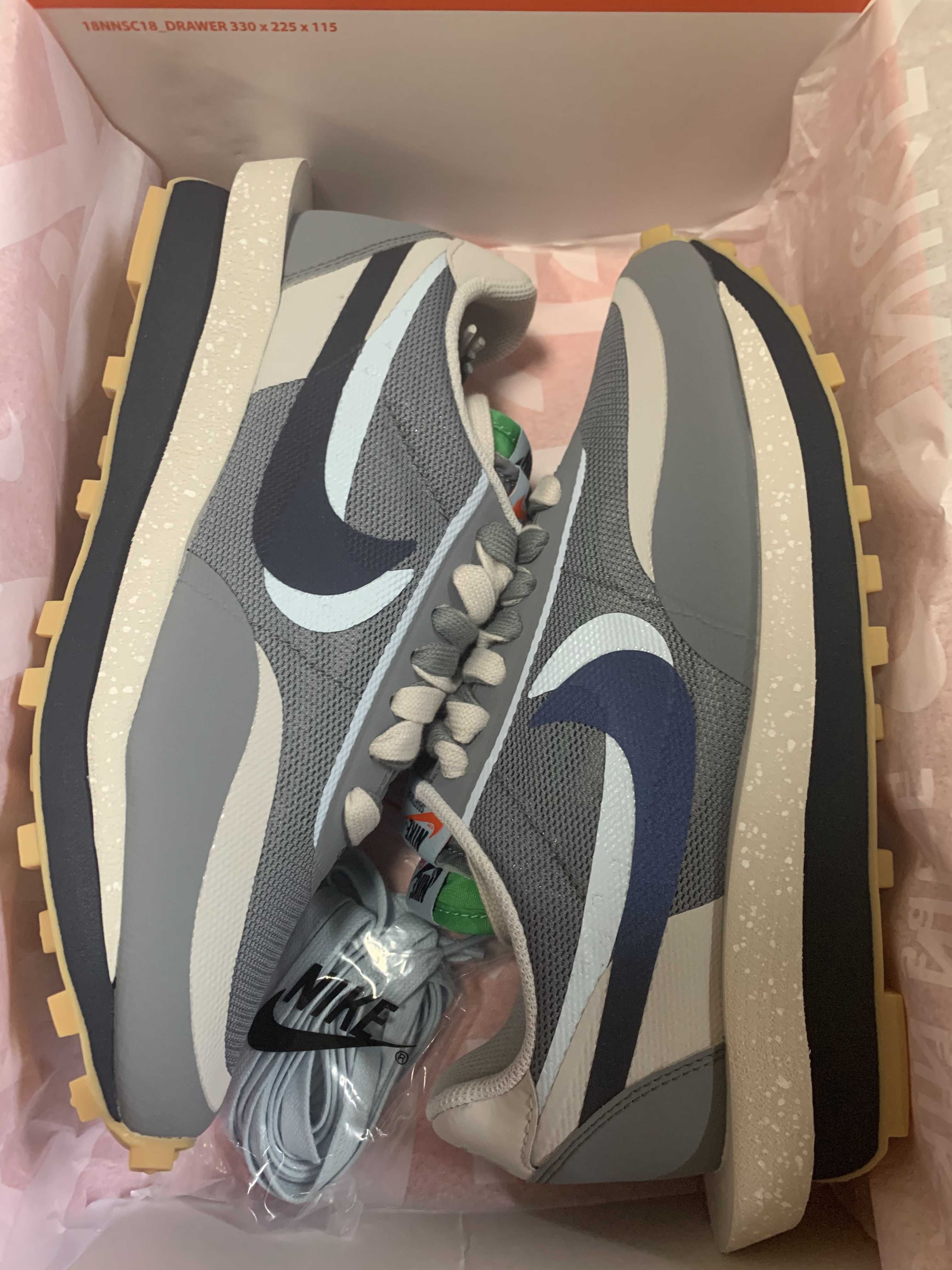 CLOT × Sacai × Nike LD Waffle "Grey Obsidian/Cool Grey"