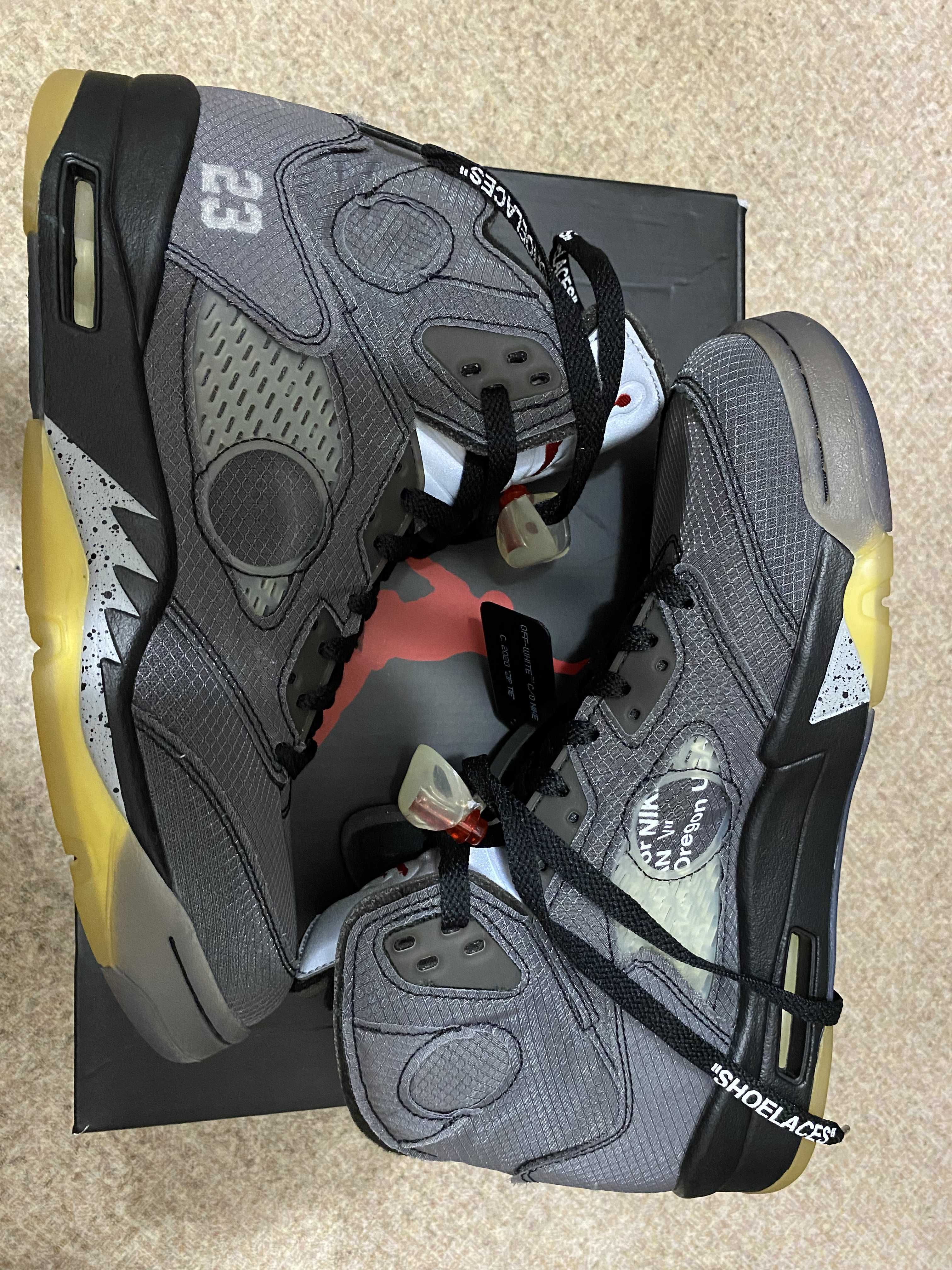 Off-White × Nike Air Jordan 5 "Black/Muslin/Fire Red"