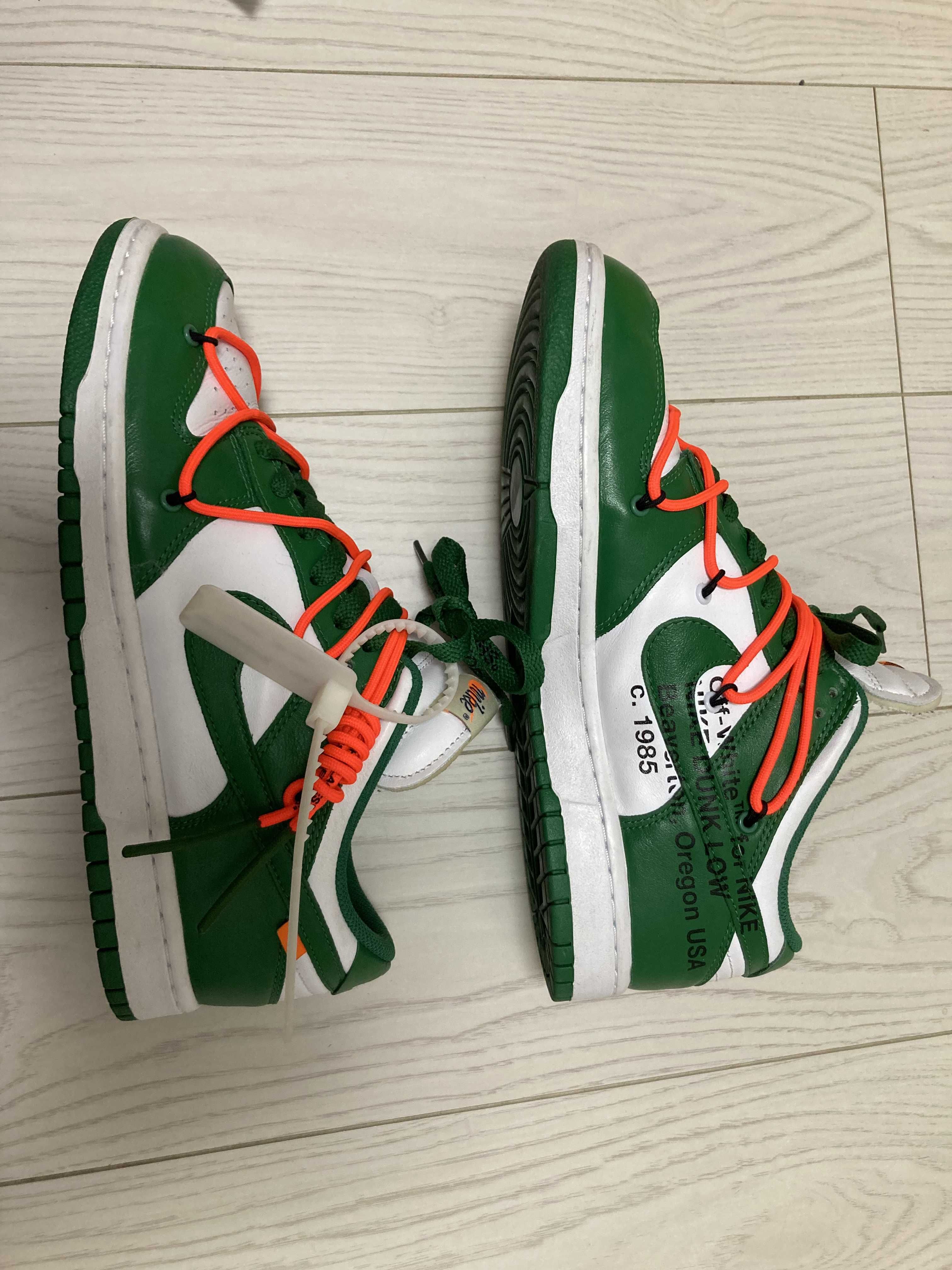 Off-White × Nike Dunk Low "White/Pine Green"