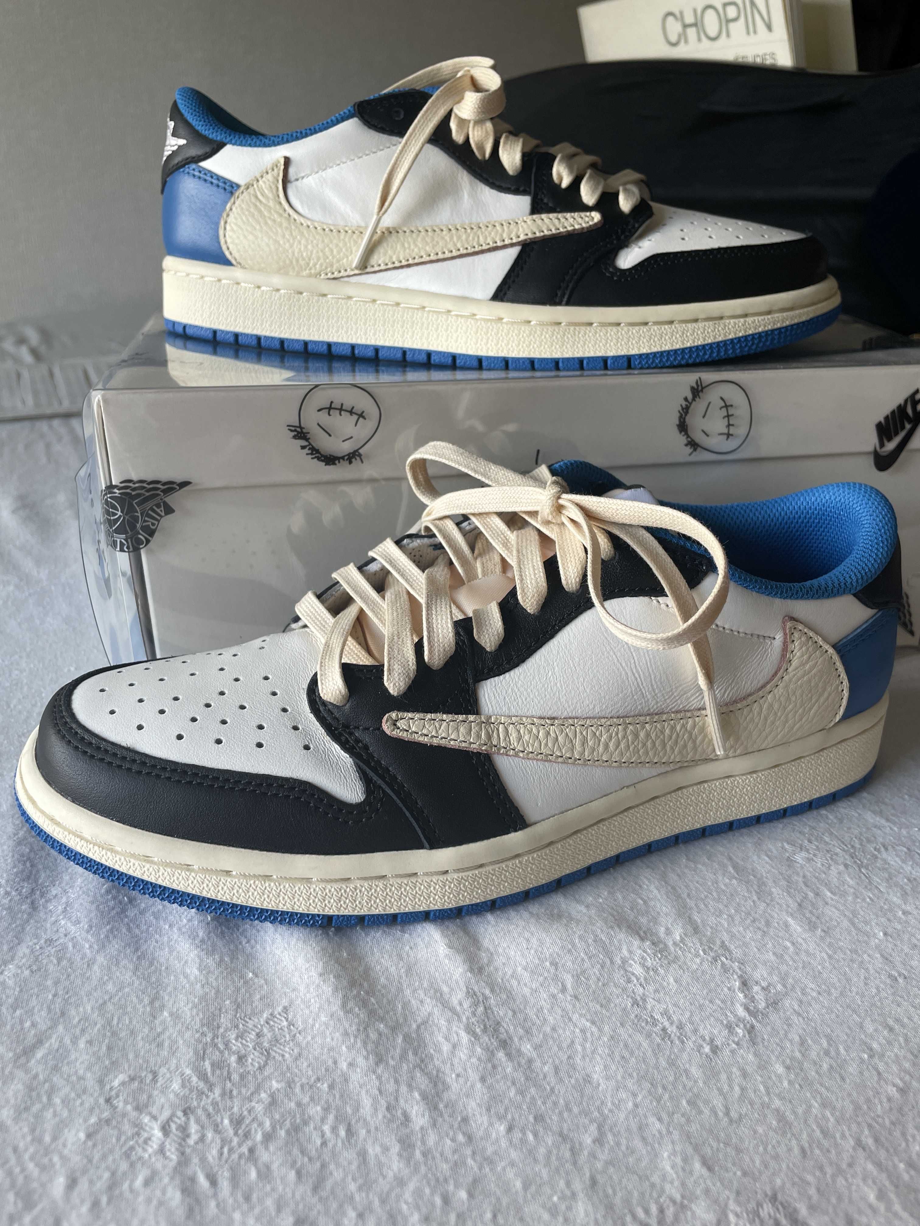 Travis Scott × fragment design × Nike Air Jordan 1 Low OG SP "Military Blue"