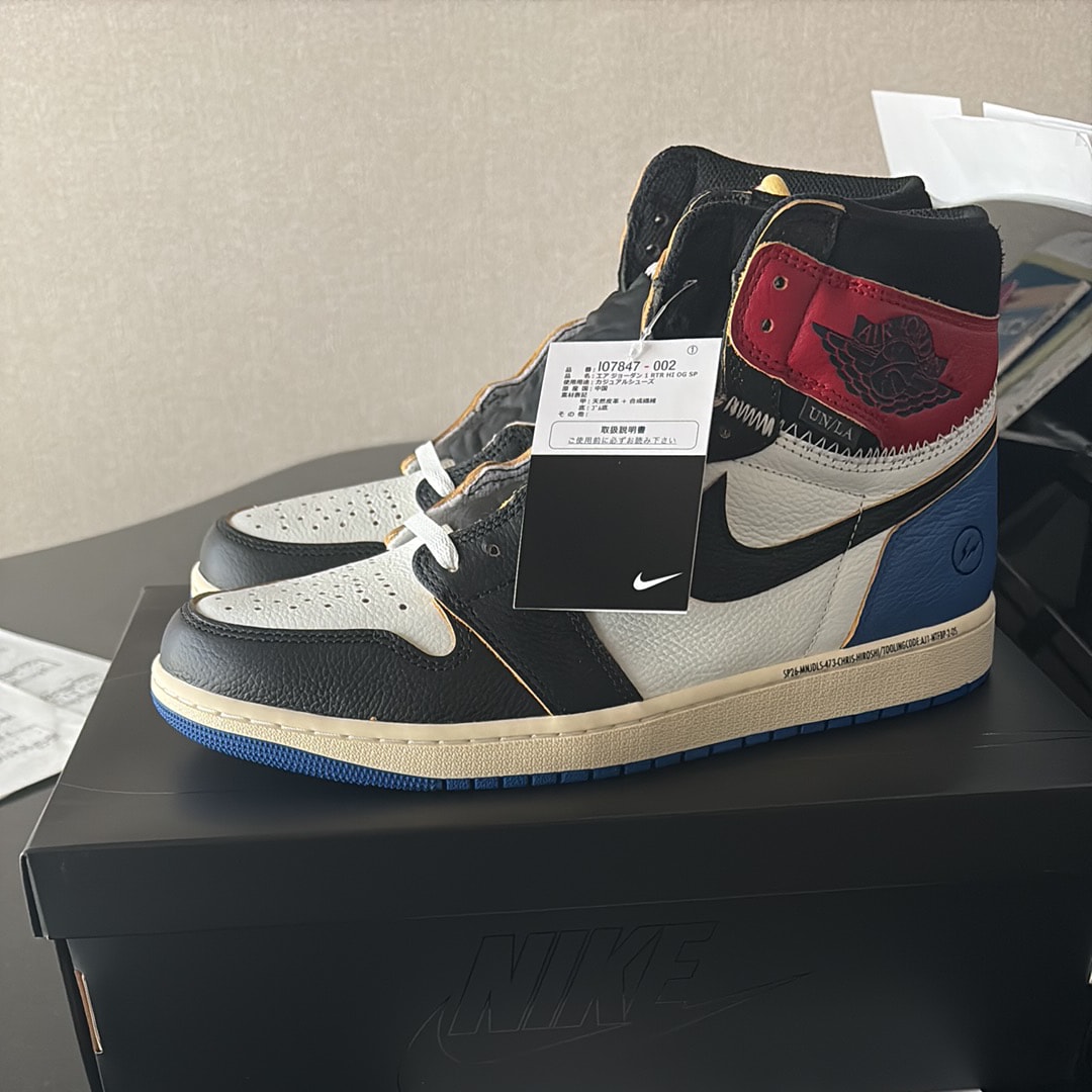 fragment design × UNION × Nike Air Jordan 1 High OG "Black/Varsity Red"