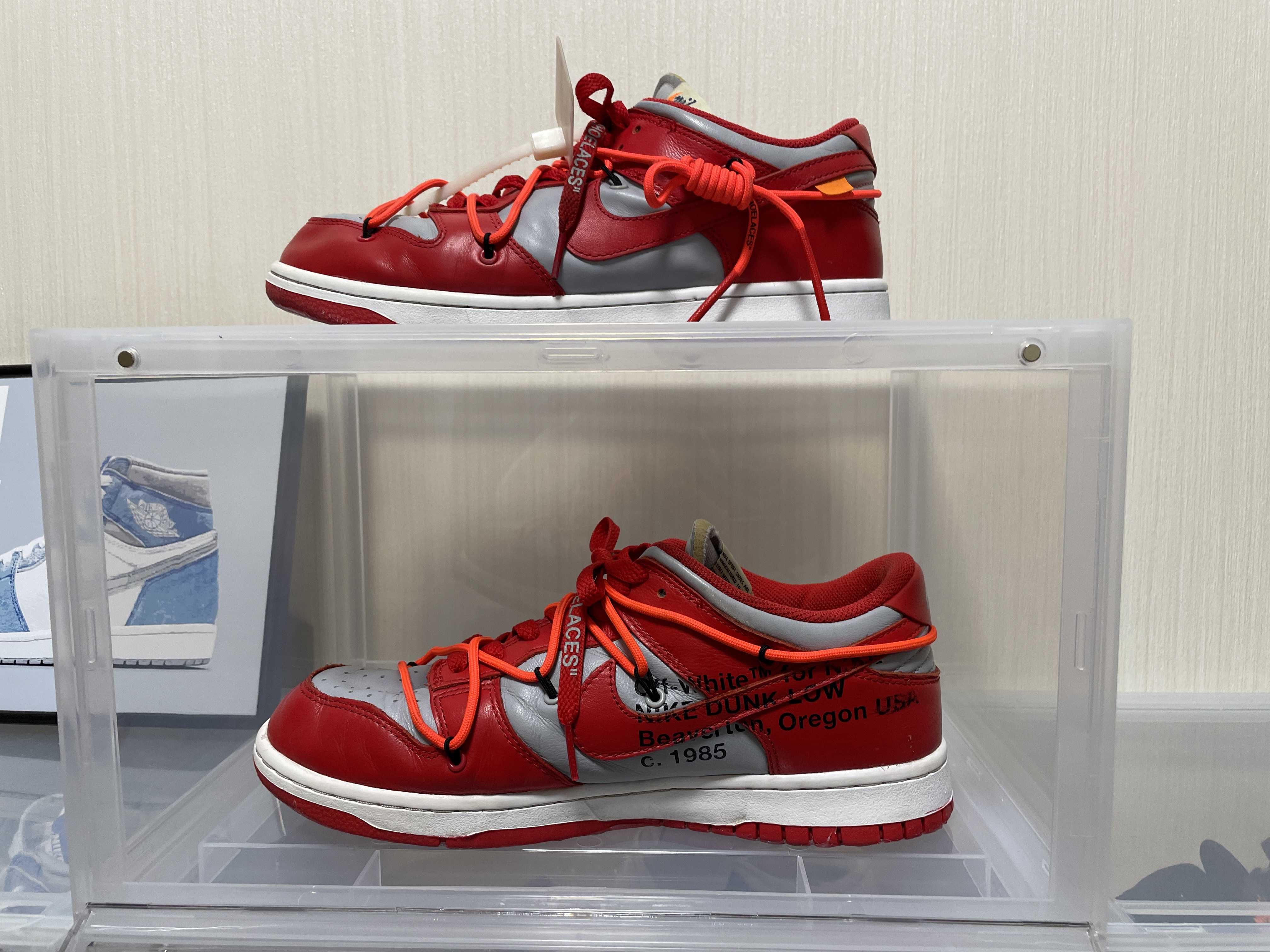 Off-White × Nike Dunk Low "University Red/Wolf Grey"