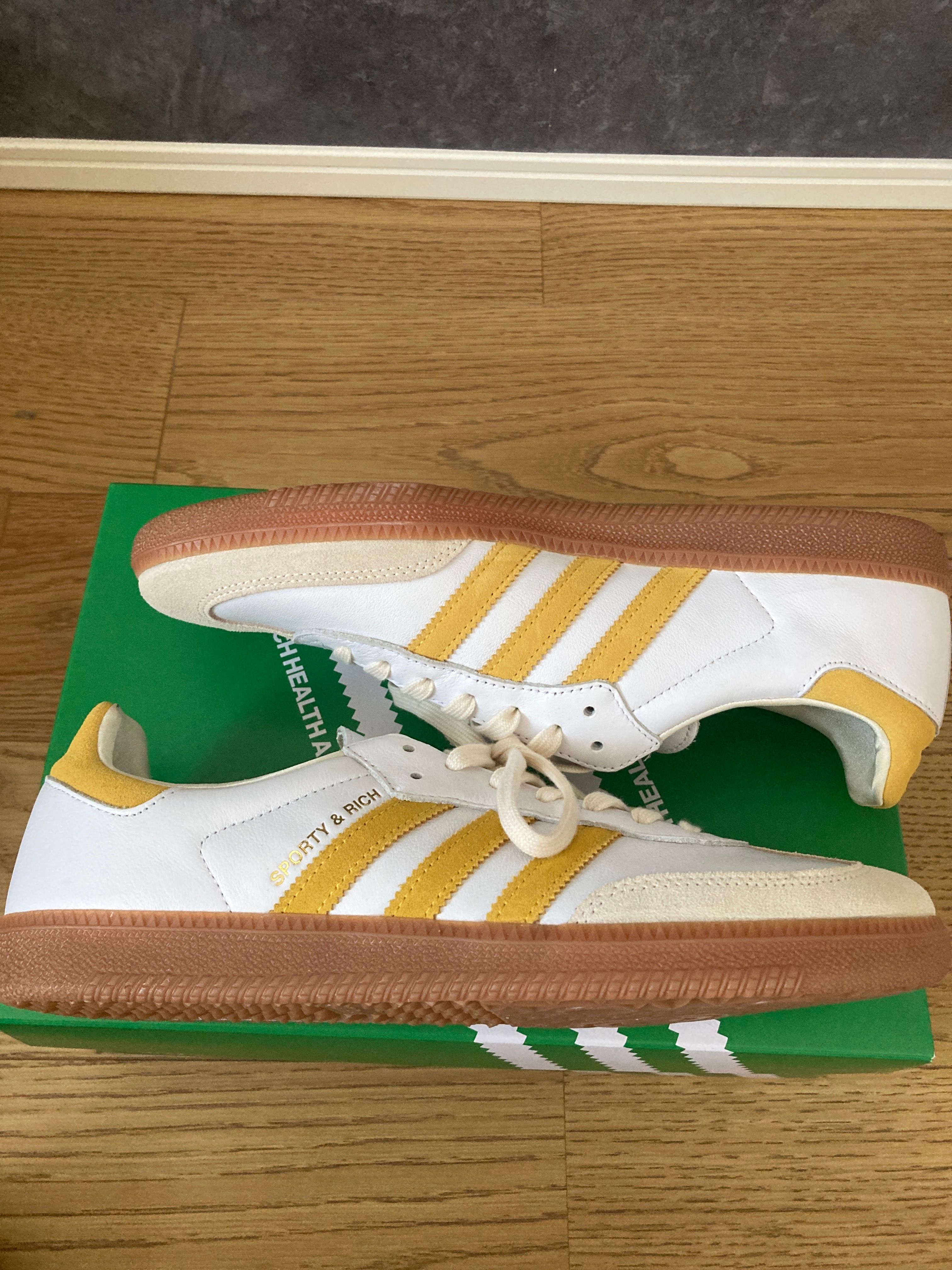 Sporty & Rich × adidas Samba OG "White/Bold Gold"