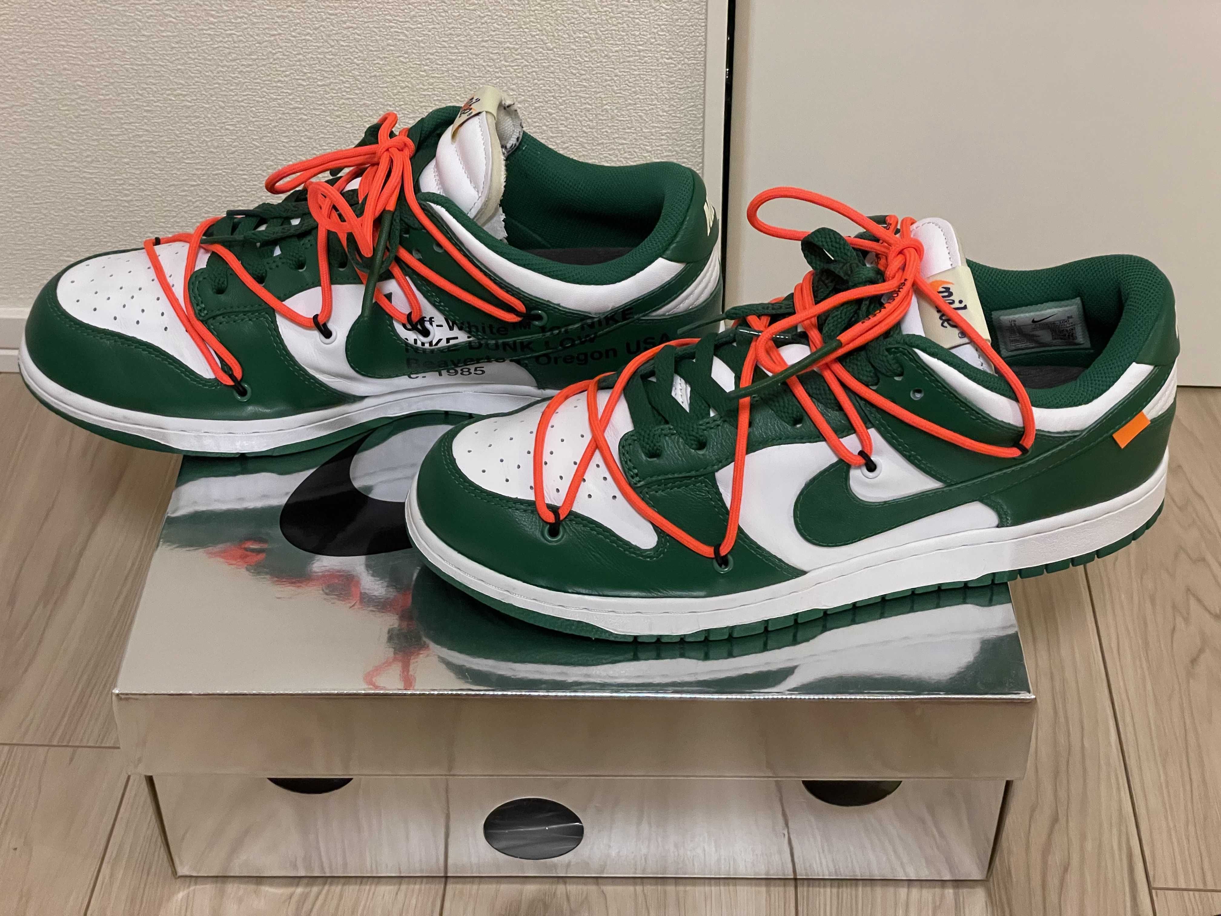 Off-White × Nike Dunk Low "White/Pine Green"