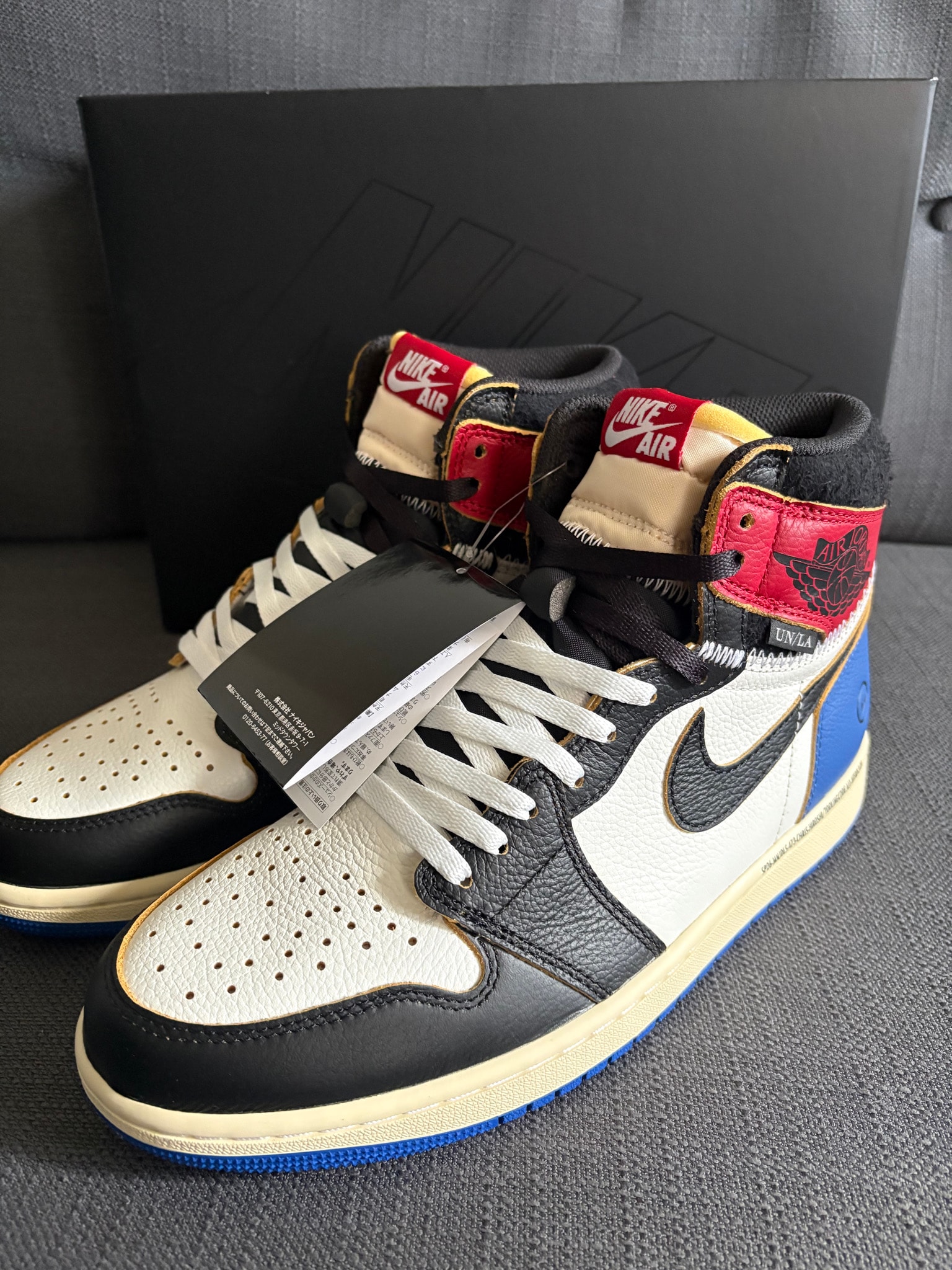 fragment design × UNION × Nike Air Jordan 1 High OG "Black/Varsity Red"