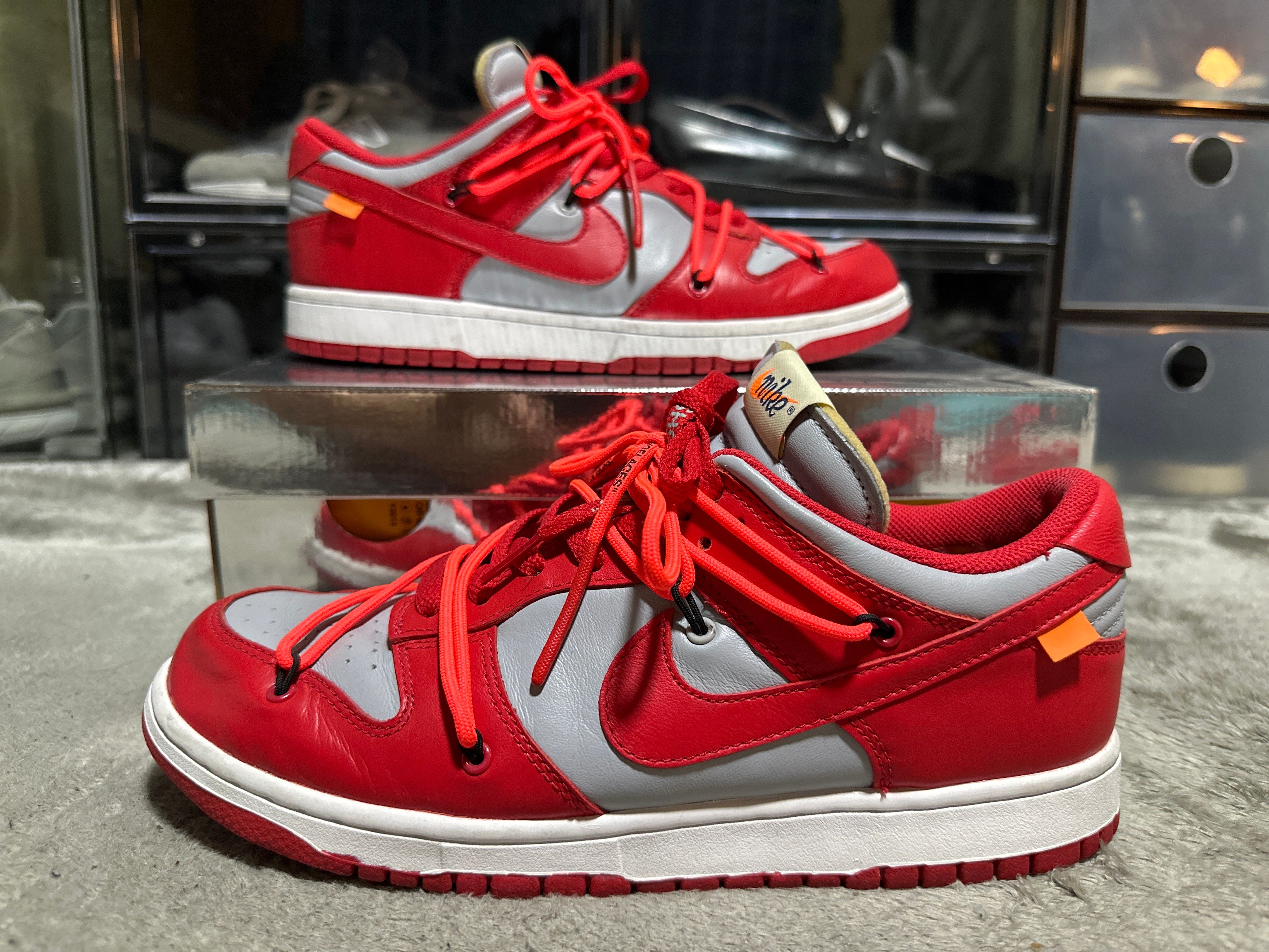 Off-White × Nike Dunk Low "University Red/Wolf Grey"