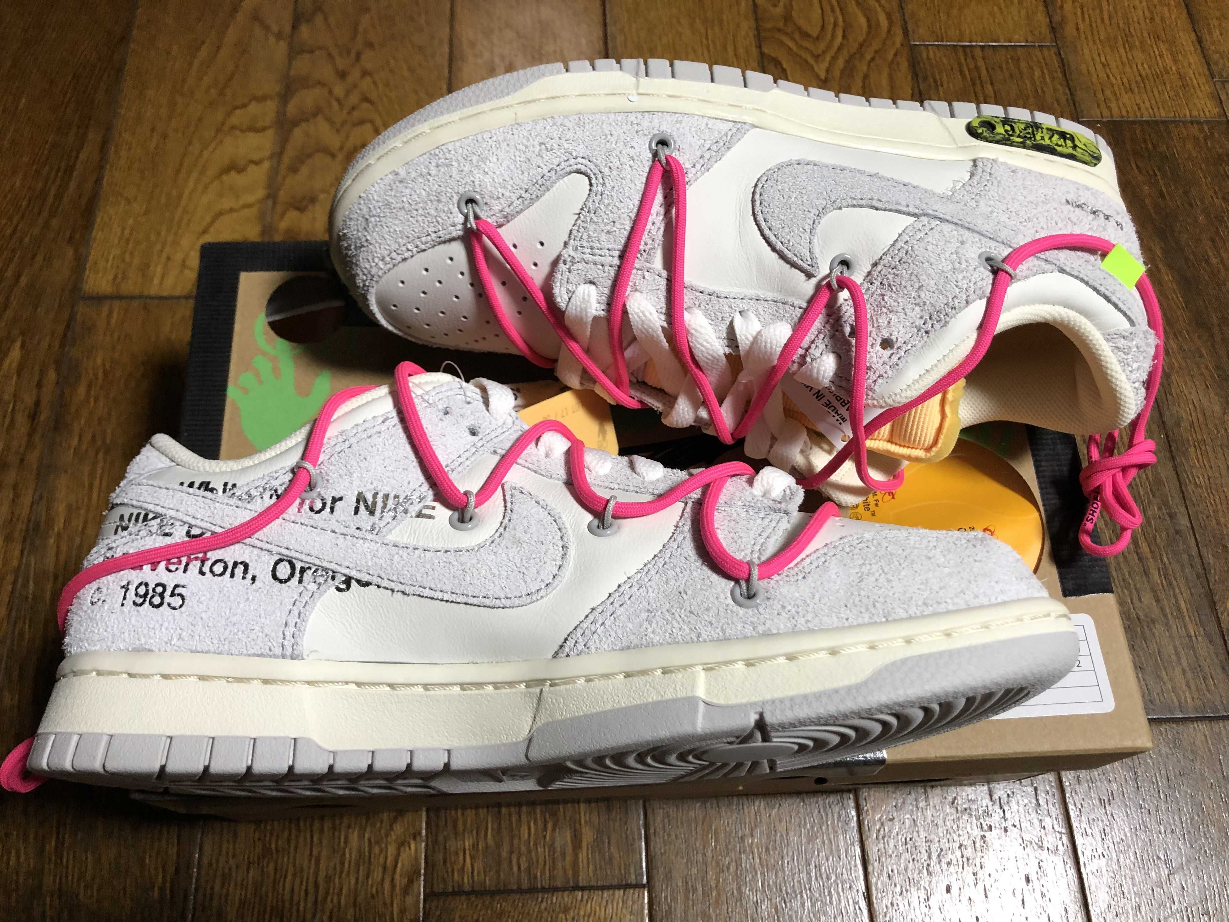 Off-White × Nike Dunk Low "Sail/Neutral Gray/Hyper Pink"