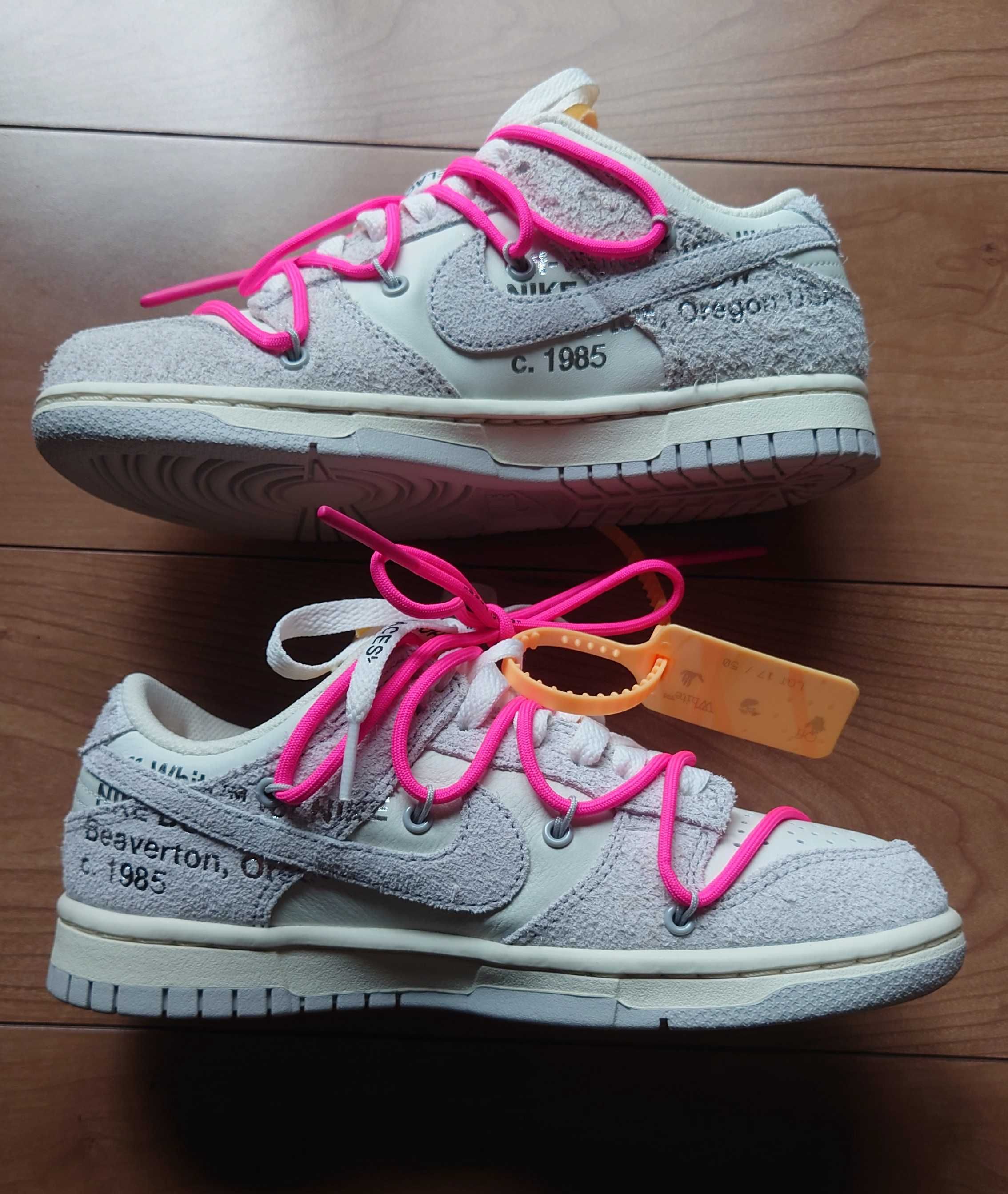Off-White × Nike Dunk Low "Sail/Neutral Gray/Hyper Pink"