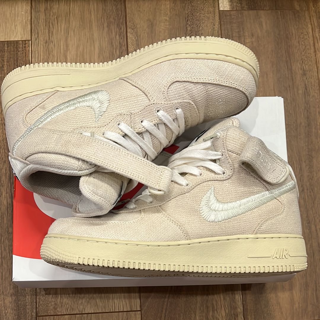Stussy × Nike Air Force 1 Mid "Fossil Stone"
