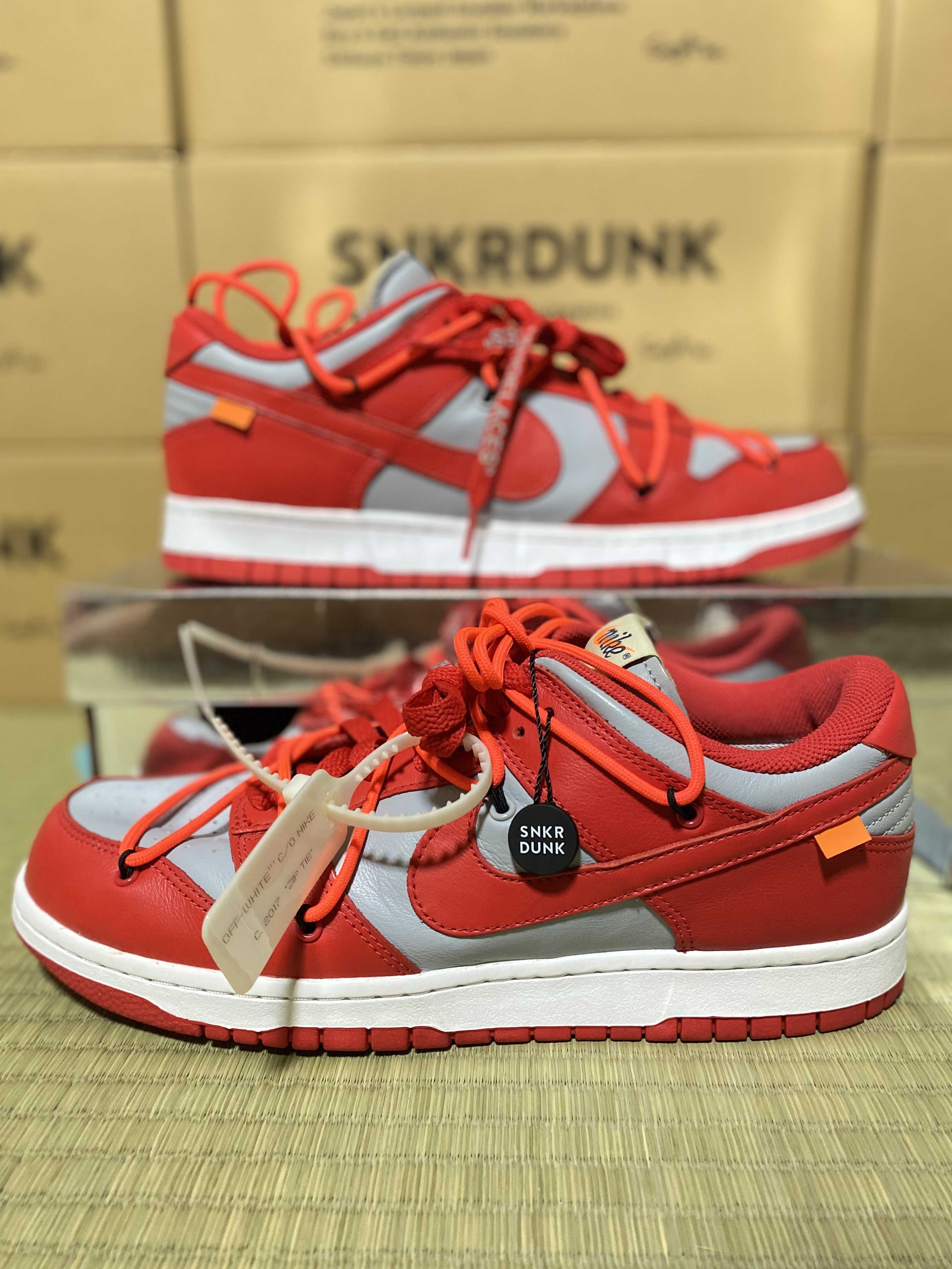 Off-White × Nike Dunk Low "University Red/Wolf Grey"