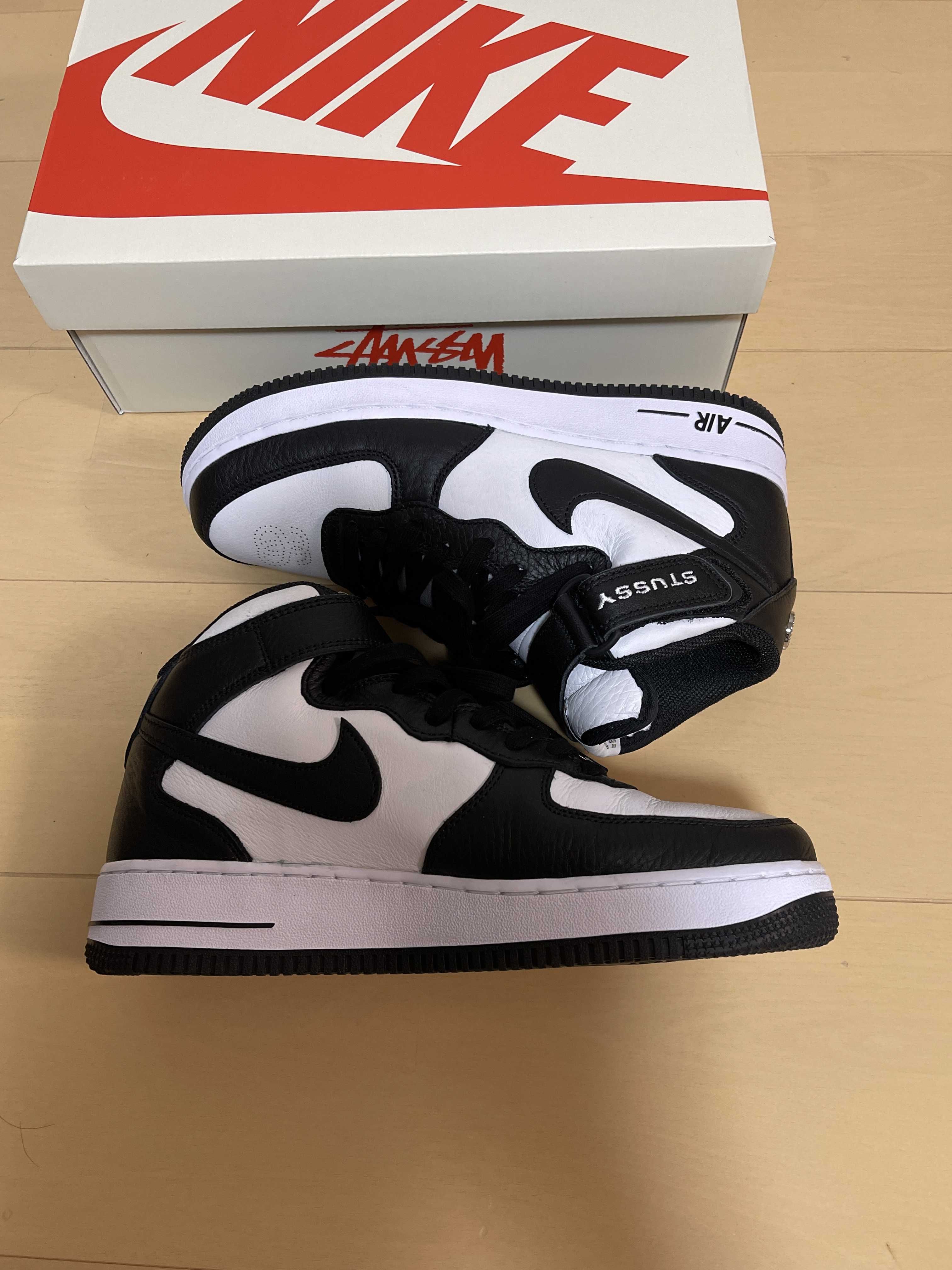 Stussy × Nike Air Force 1 Mid "Black and Light Bone"