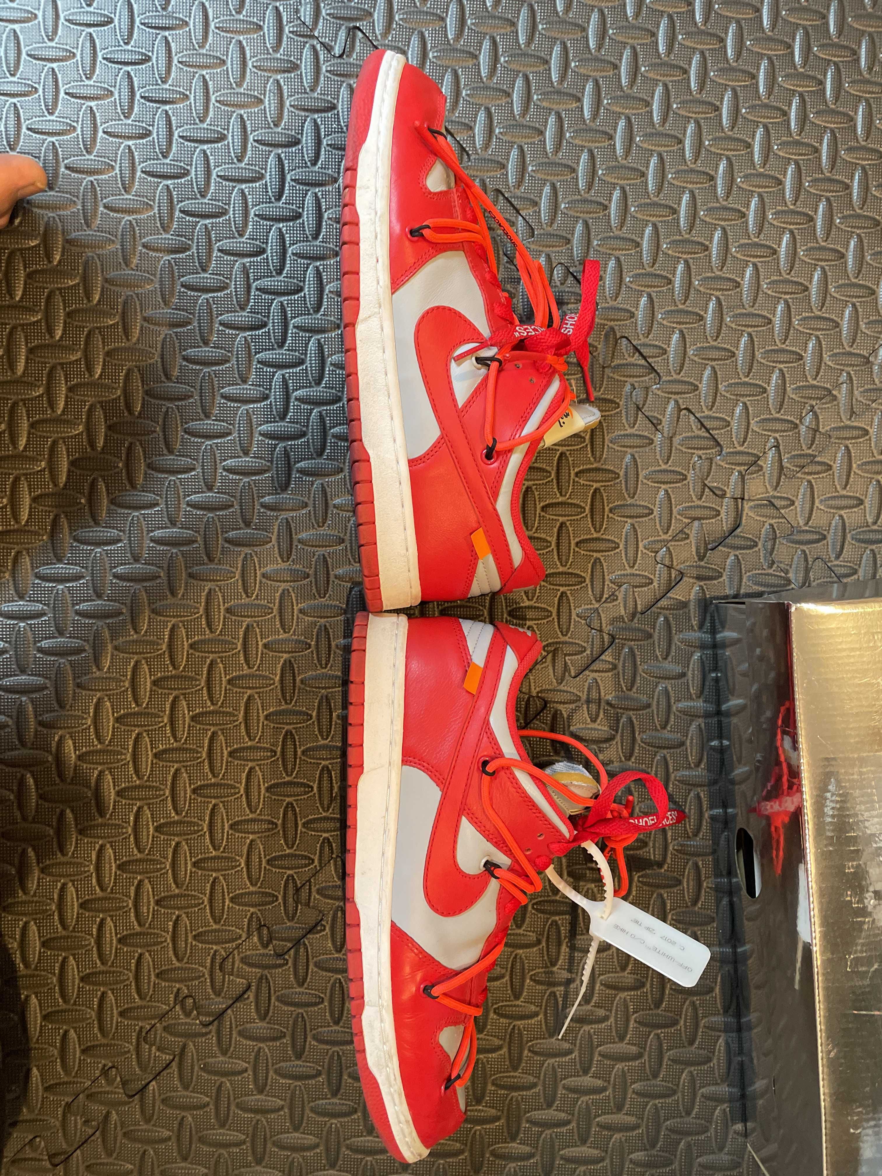 Off-White × Nike Dunk Low "University Red/Wolf Grey"