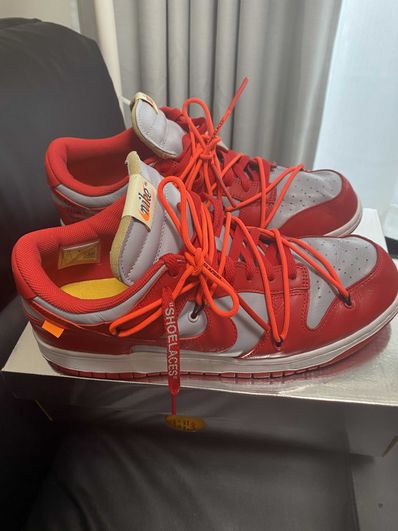 Off-White × Nike Dunk Low "University Red/Wolf Grey"