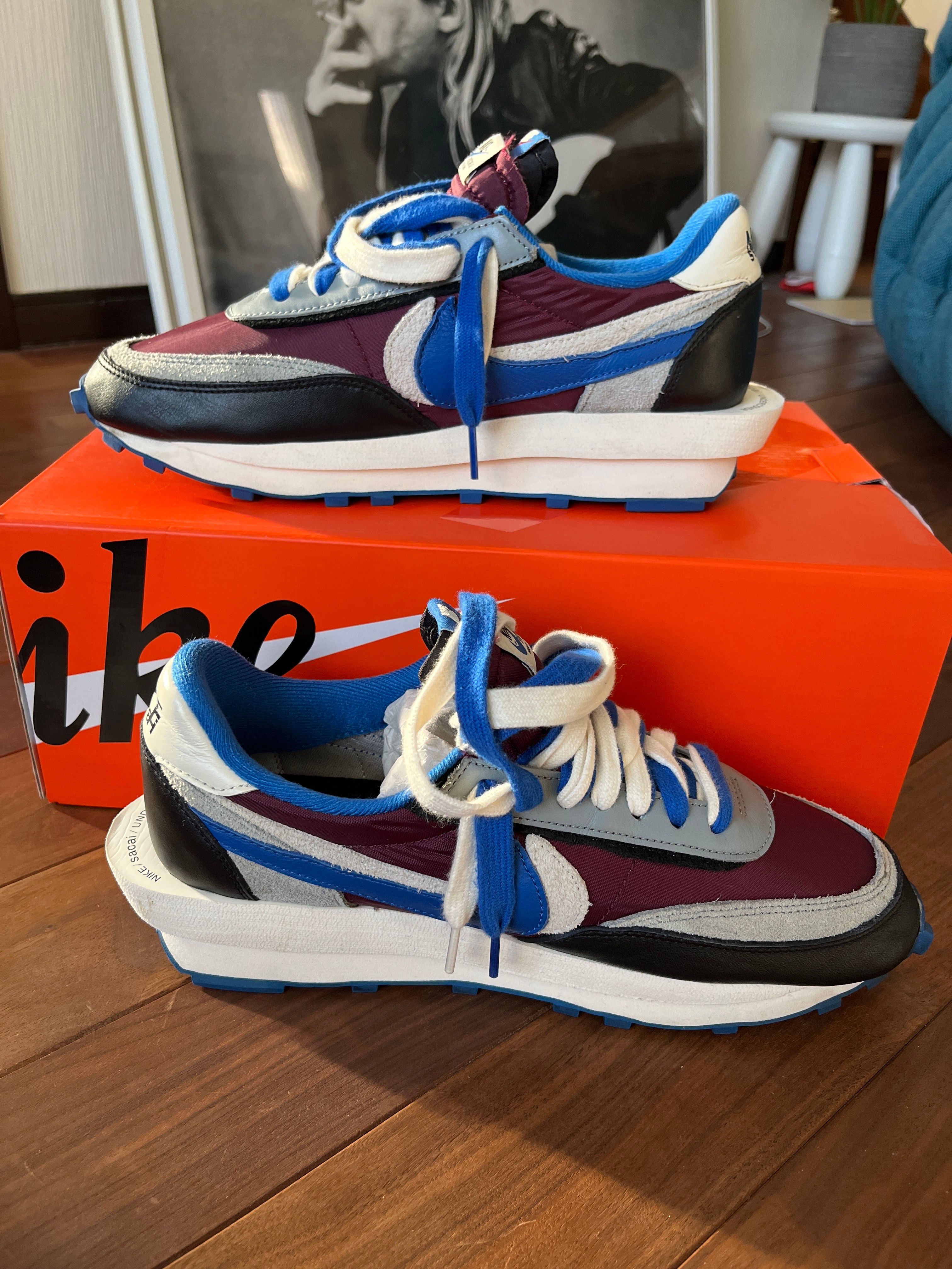 UNDERCOVER × sacai × Nike LD Waffle "Night Maroon/Pale Ivory-Ground Grey-Team Royal"