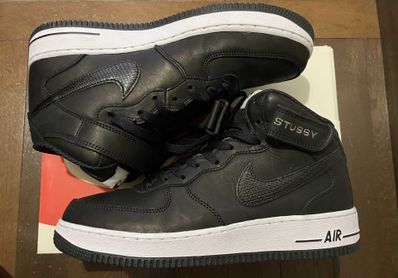 Stussy × Nike Air Force 1 Mid "Black/Black"