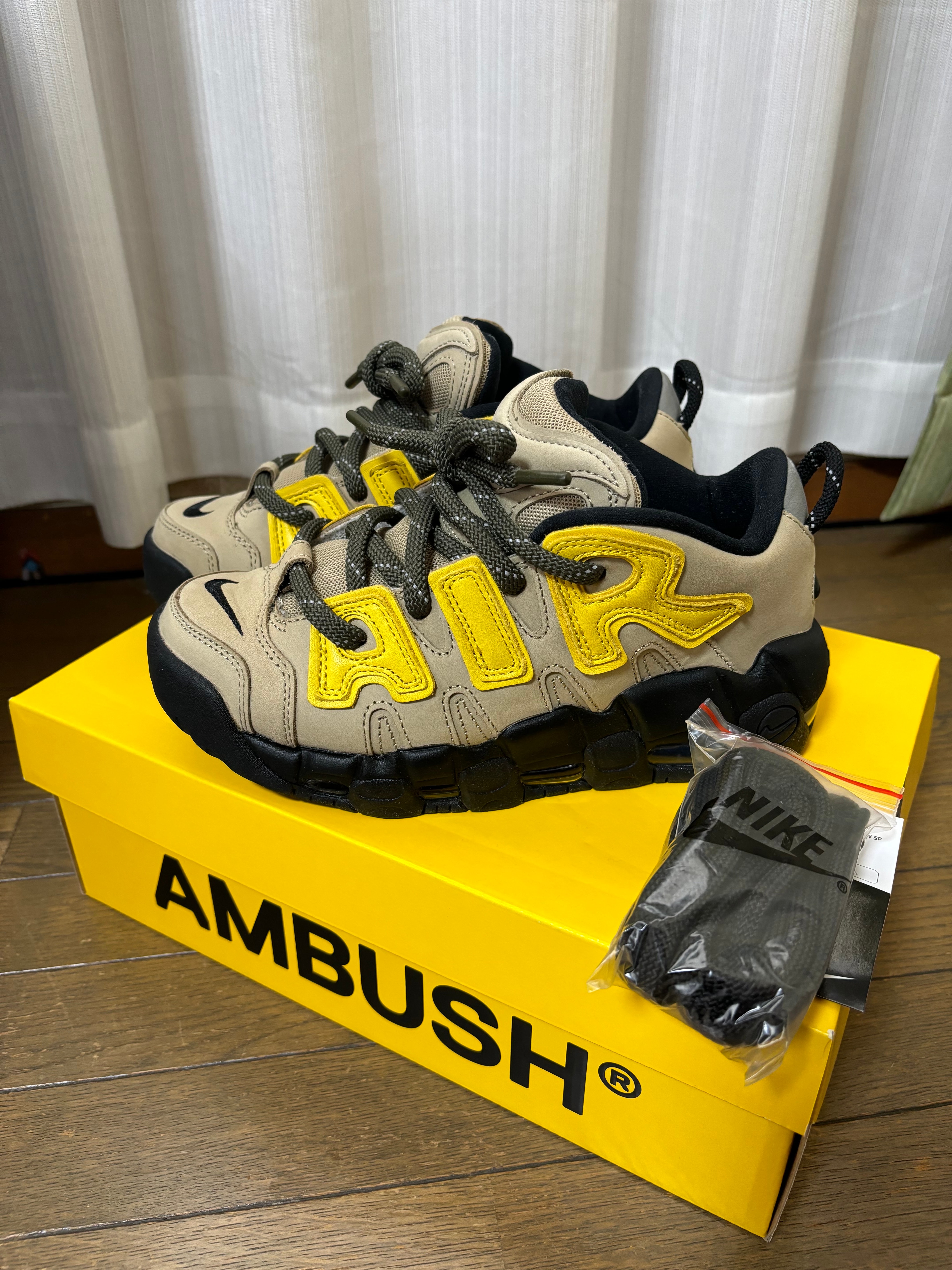 AMBUSH × Nike Air More Uptempo Low "Vivid Sulfur and Limestone"