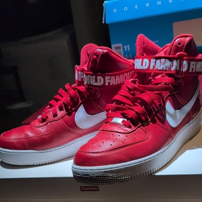 Supreme × Nike Air Force 1 High World Famous "Red"