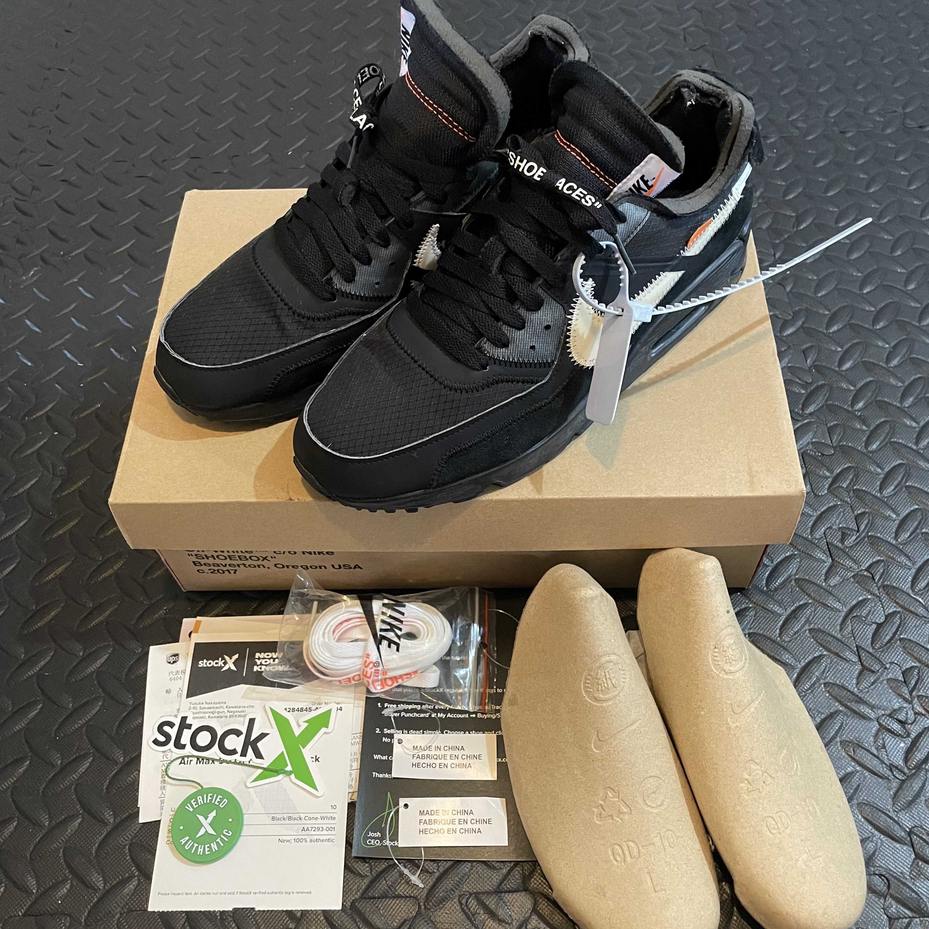 Off-White × Nike Air Max 90 "Black/Black-Cone-White"