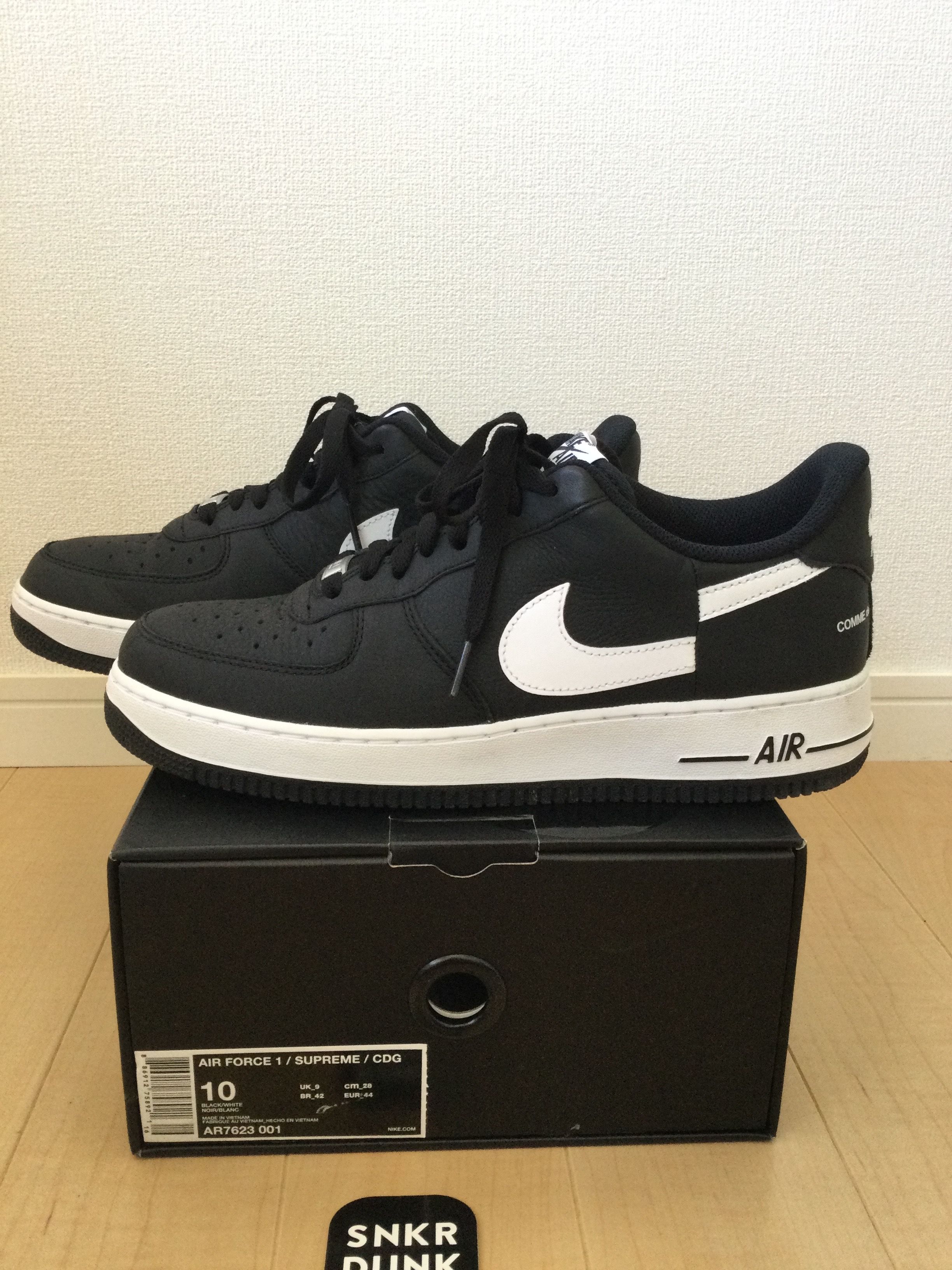 Supreme × COMME des GARCONS SHIRT × Nike Air Force 1 Low "Black/White" (2018)