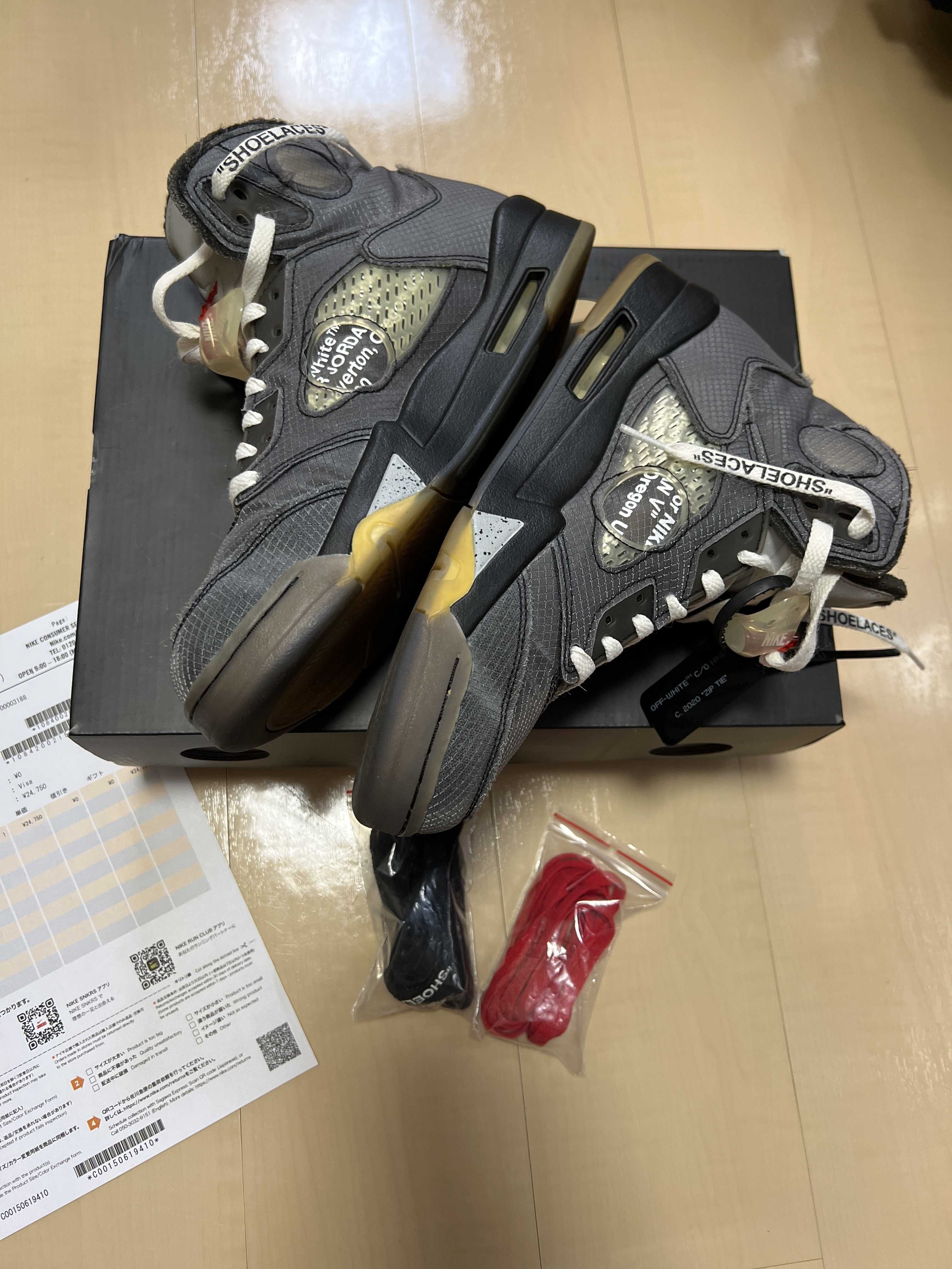 Off-White × Nike Air Jordan 5 "Black/Muslin/Fire Red"