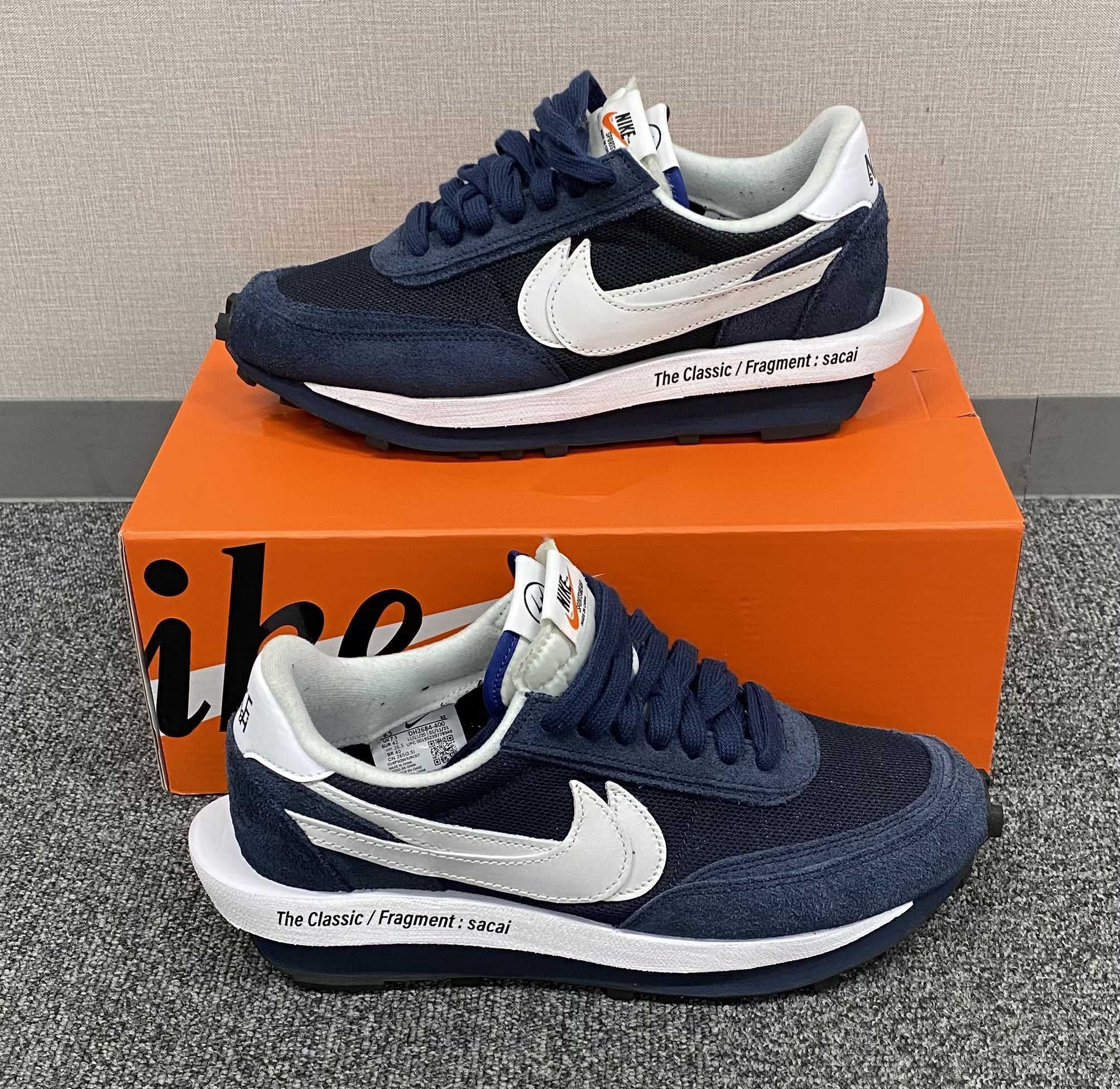 Fragment × sacai × Nike LD Waffle "Blackended Blue"