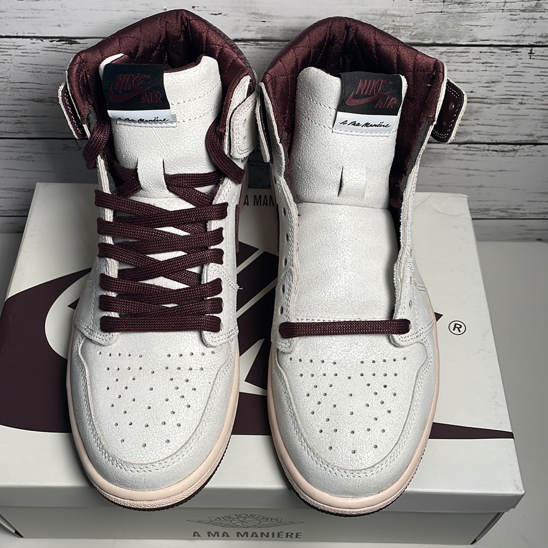 A Ma Maniere × Nike Air Jordan 1 Retro High OG "Sail and Burgundy"