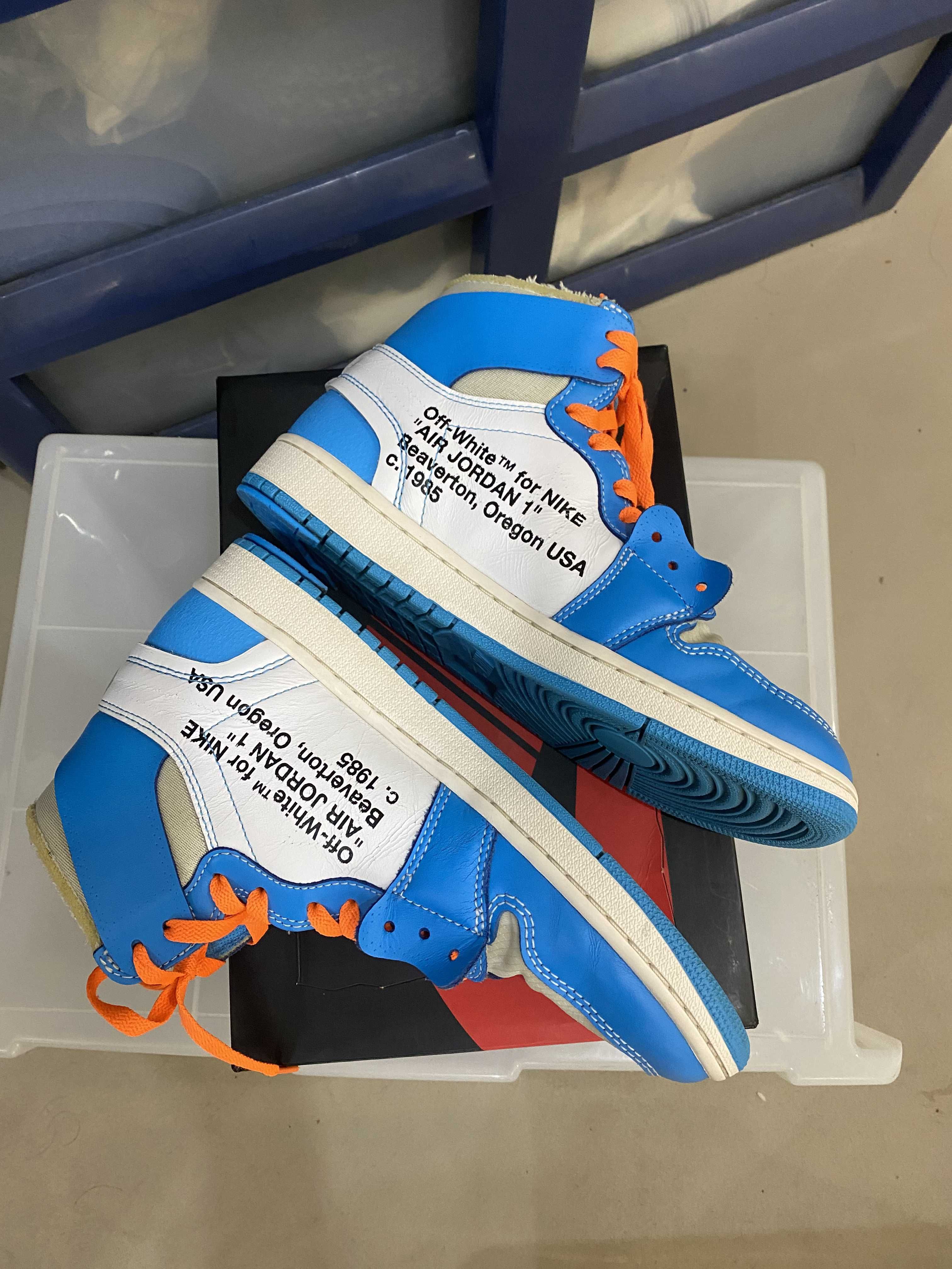 Off-White × Nike Air Jordan 1 High UNC "White/Dark Powder Blue"