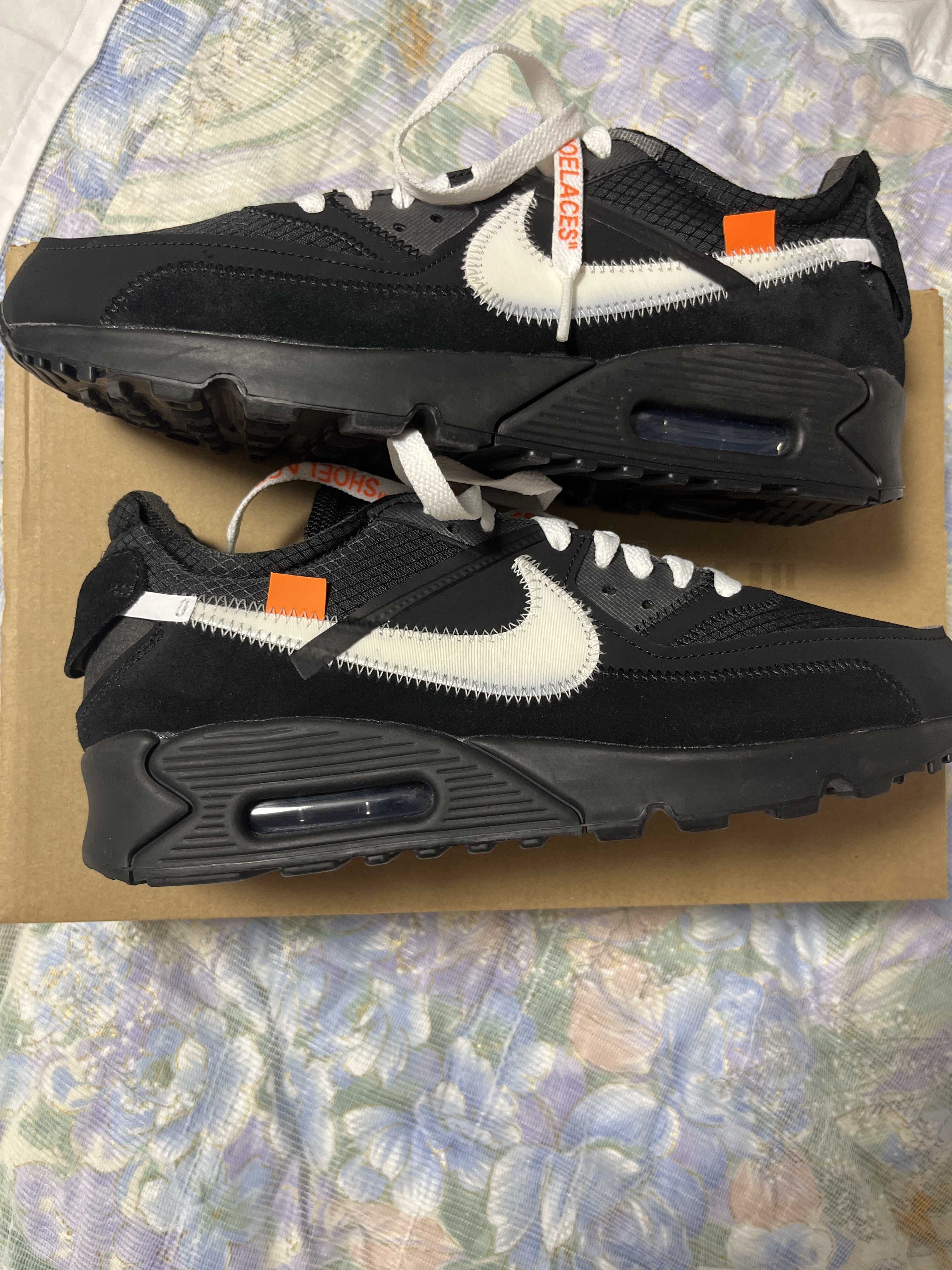 Off-White × Nike Air Max 90 "Black/Black-Cone-White"