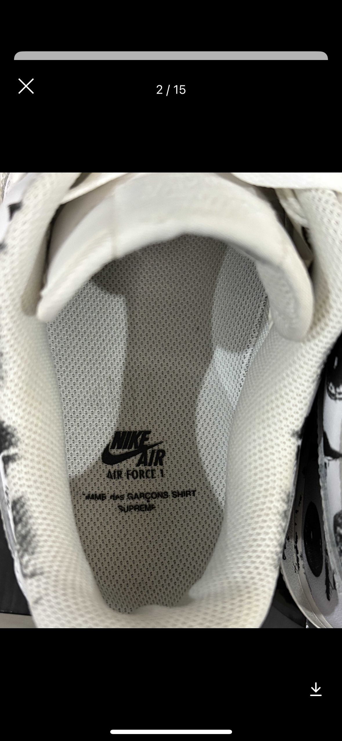 Supreme × COMME des GARCONS SHIRT × Nike Air Force 1 Low "White"