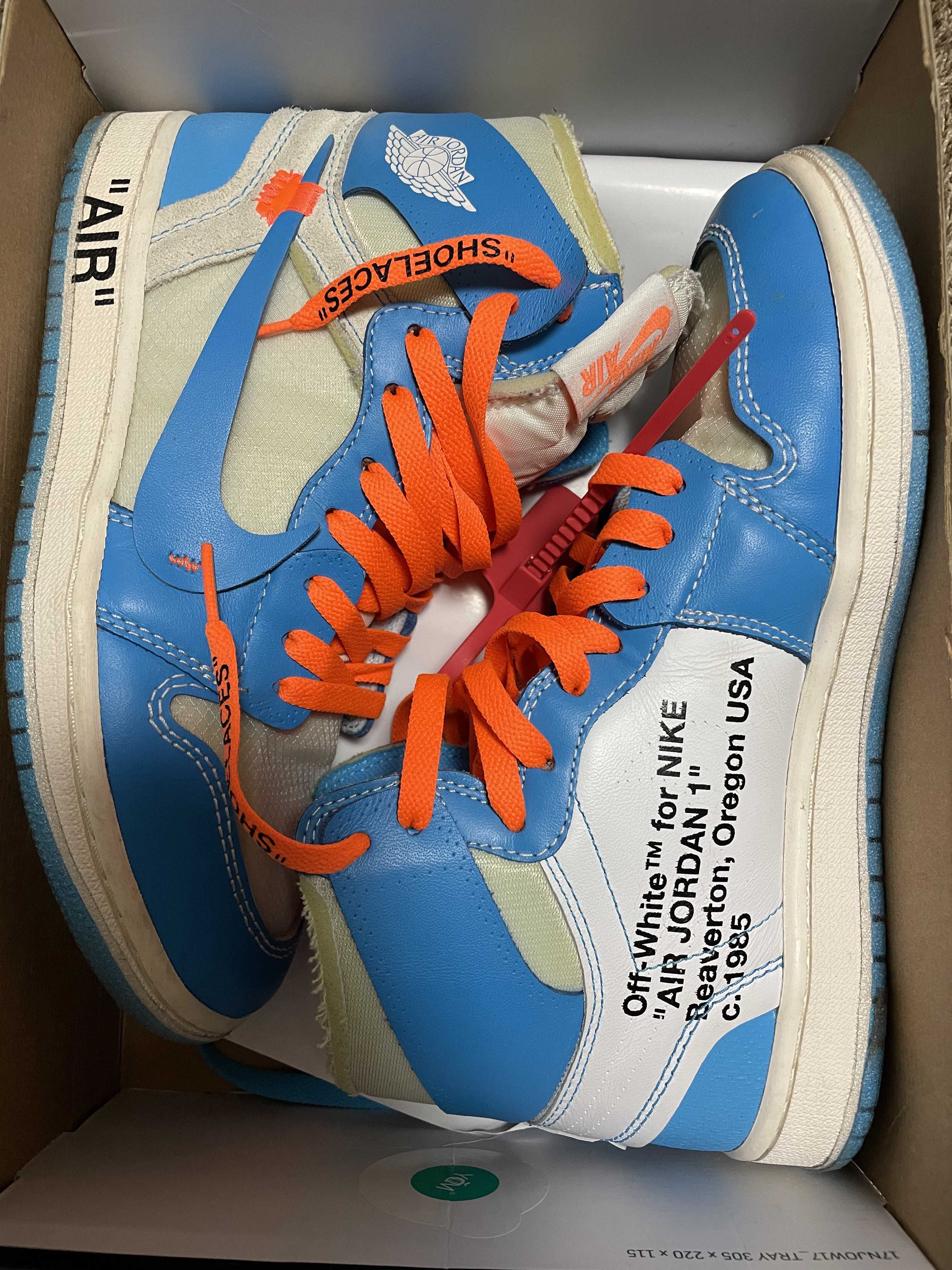 Off-White × Nike Air Jordan 1 High UNC "White/Dark Powder Blue"