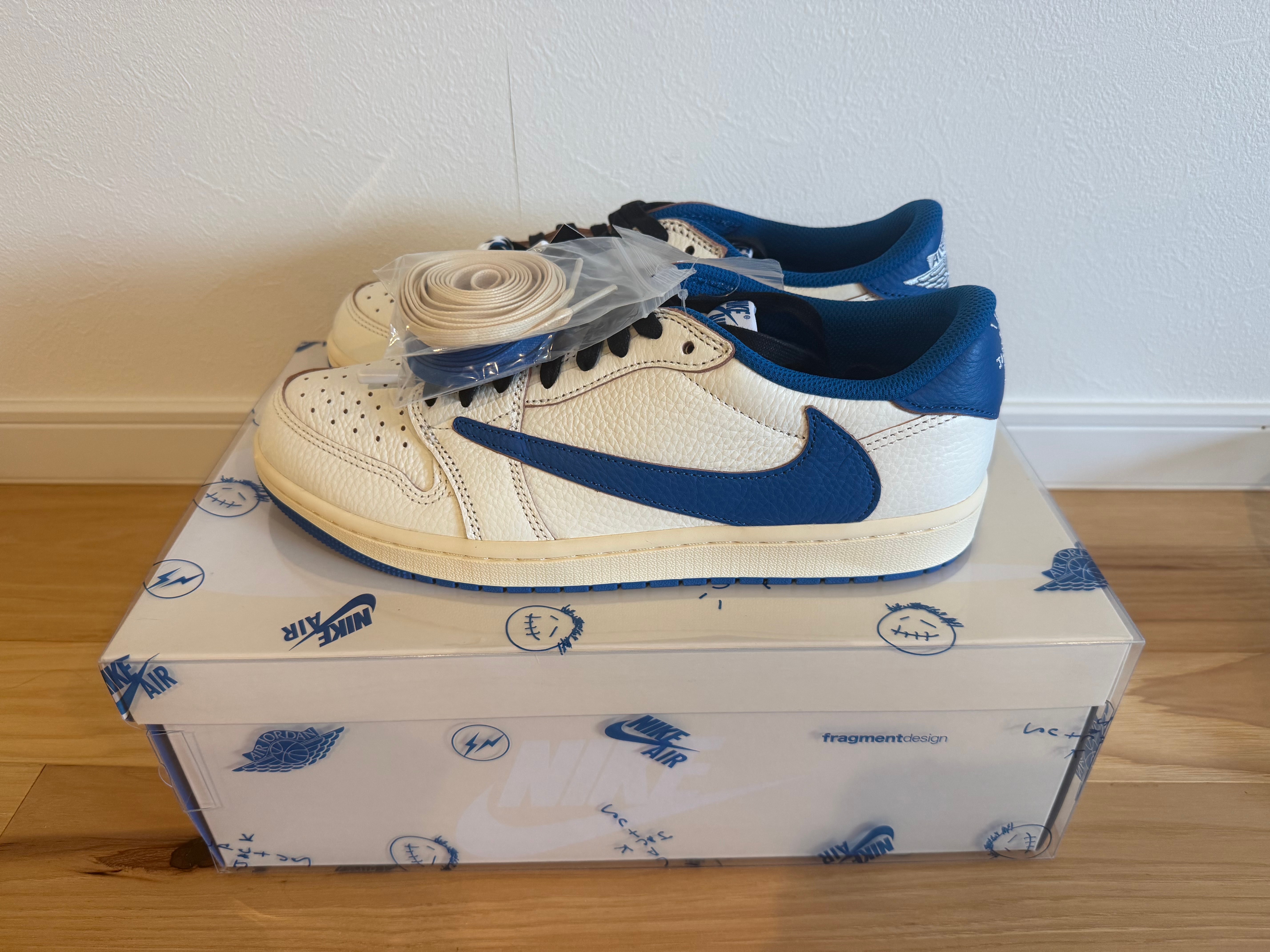 Travis Scott × fragment design × Nike Air Jordan 1 Low OG "Sail/Military Blue"