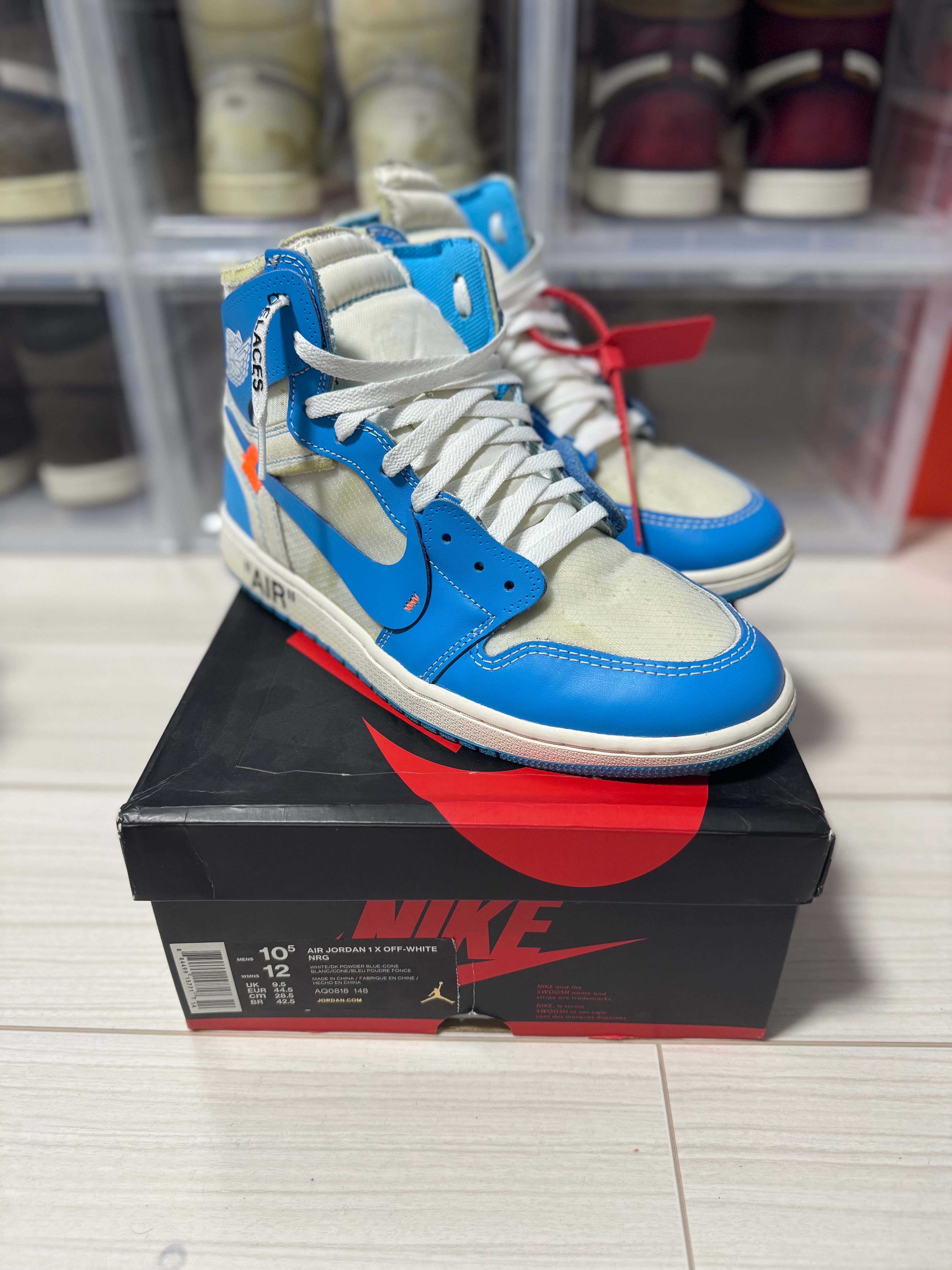 Off-White × Nike Air Jordan 1 High UNC "White/Dark Powder Blue"