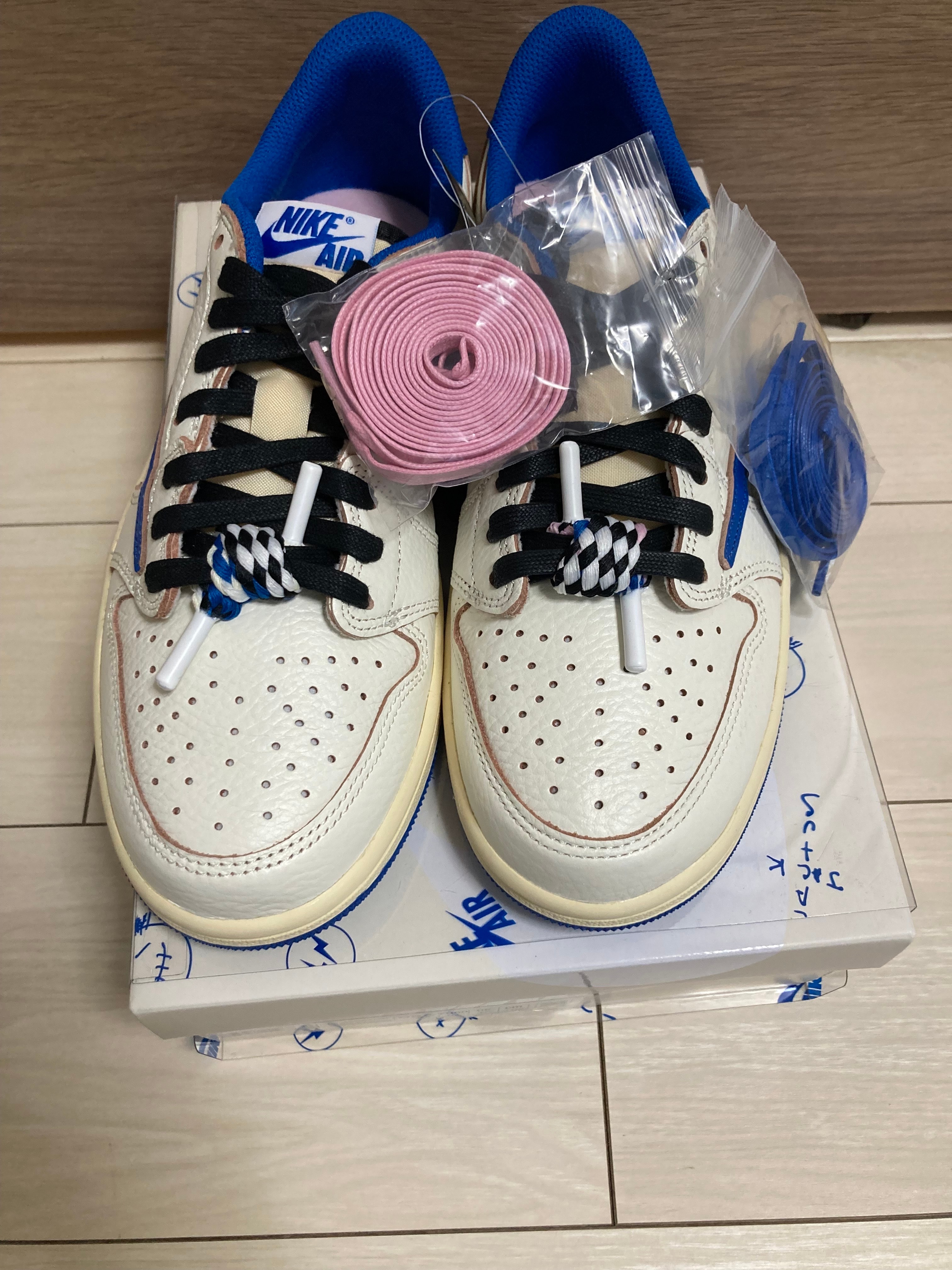 Travis Scott × fragment design × Nike Air Jordan 1 Low OG "Sail/Military Blue"