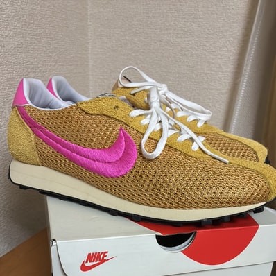 Stussy × Nike LD-1000 "Sanded Gold and Laser Fuchsia"