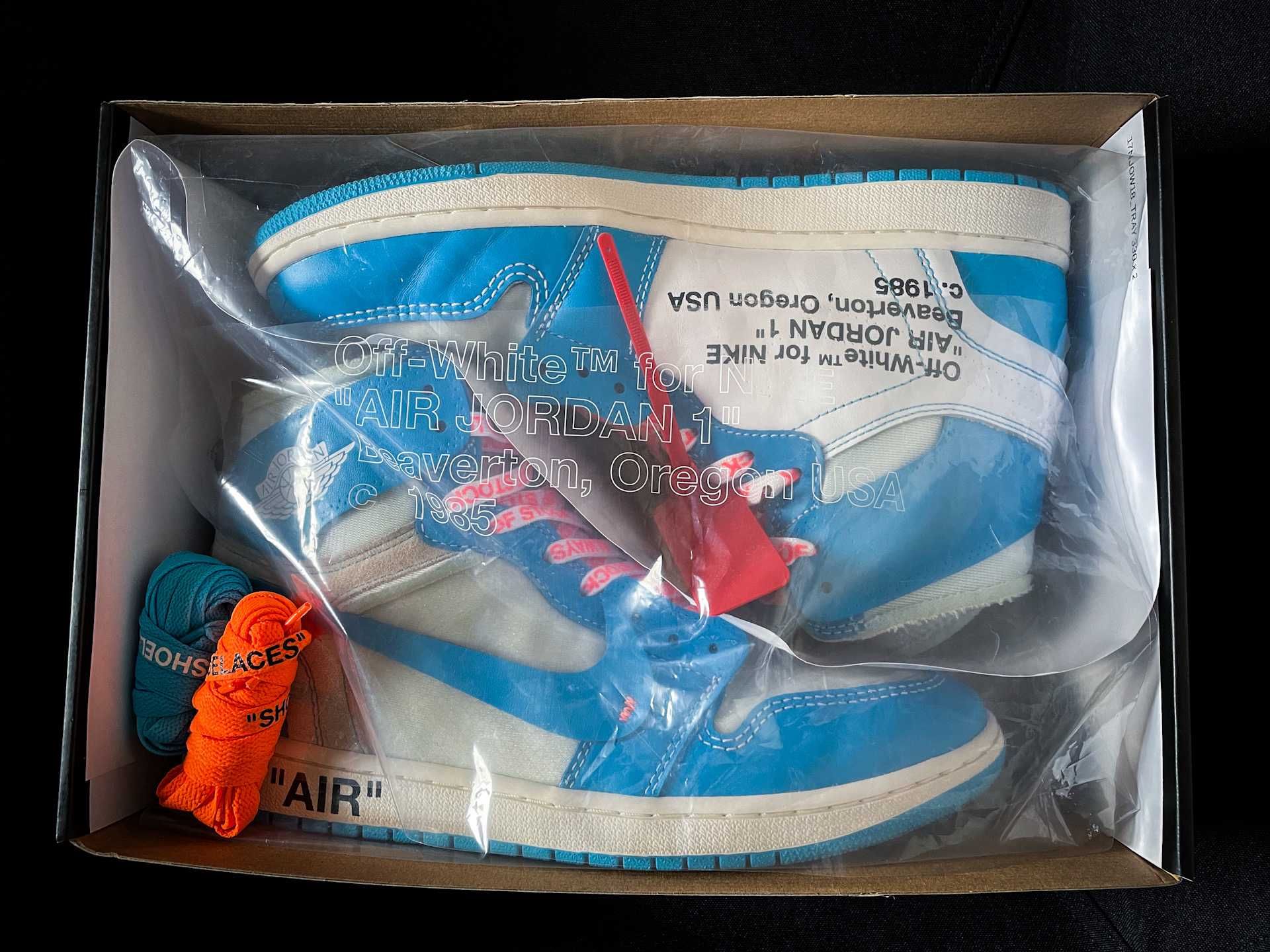 Off-White × Nike Air Jordan 1 High UNC "White/Dark Powder Blue"