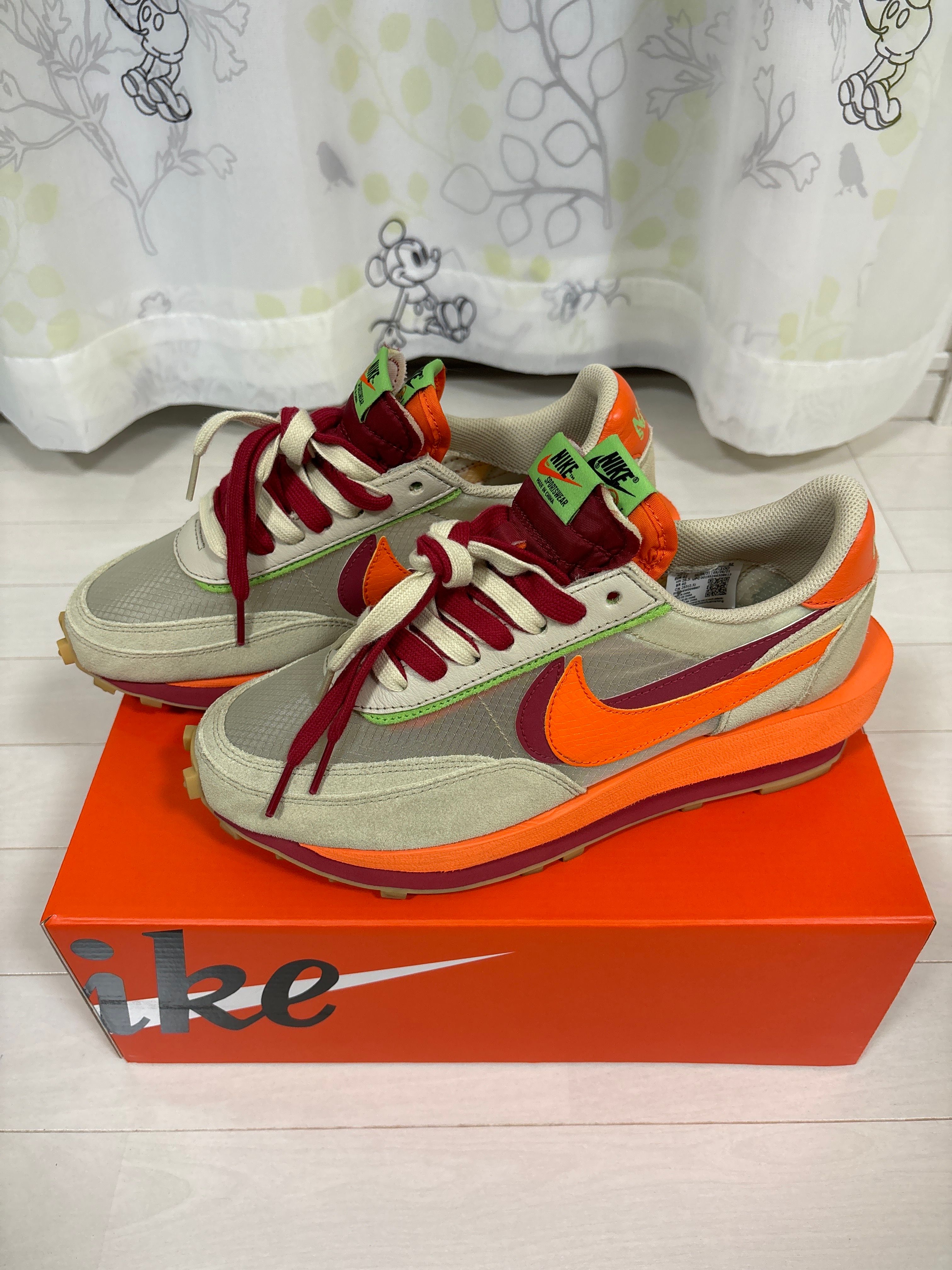CLOT × Sacai × Nike LD Waffle "Orange Blaze"
