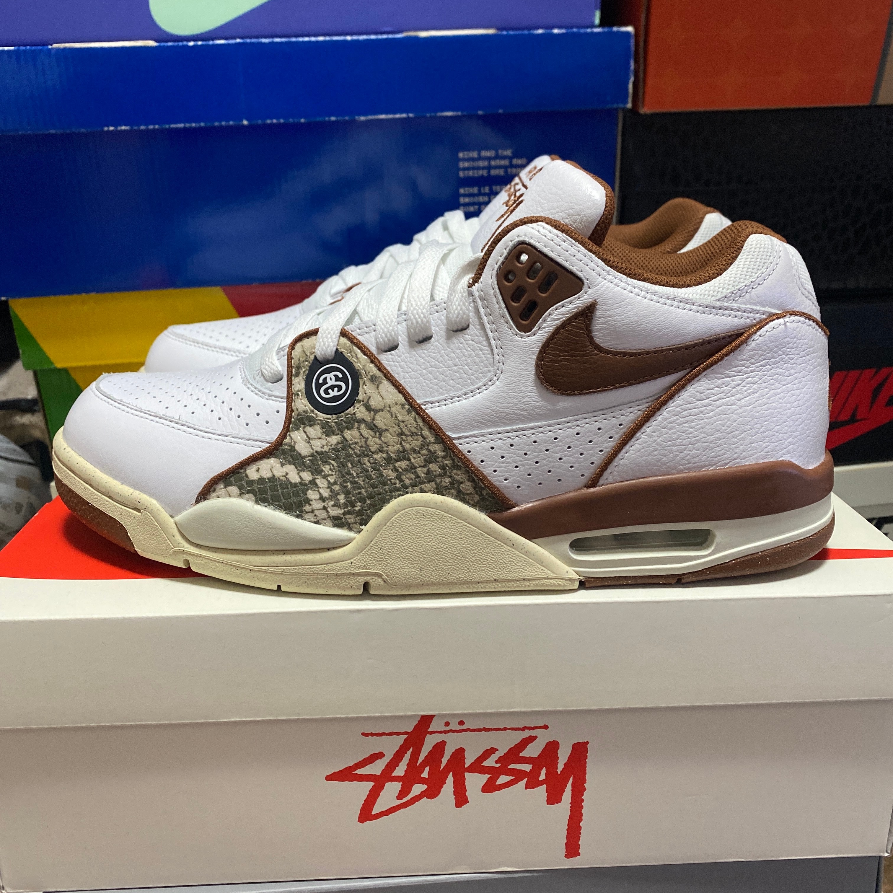 Stussy × Nike Air Flight 89 Low SP "White and Pecan"