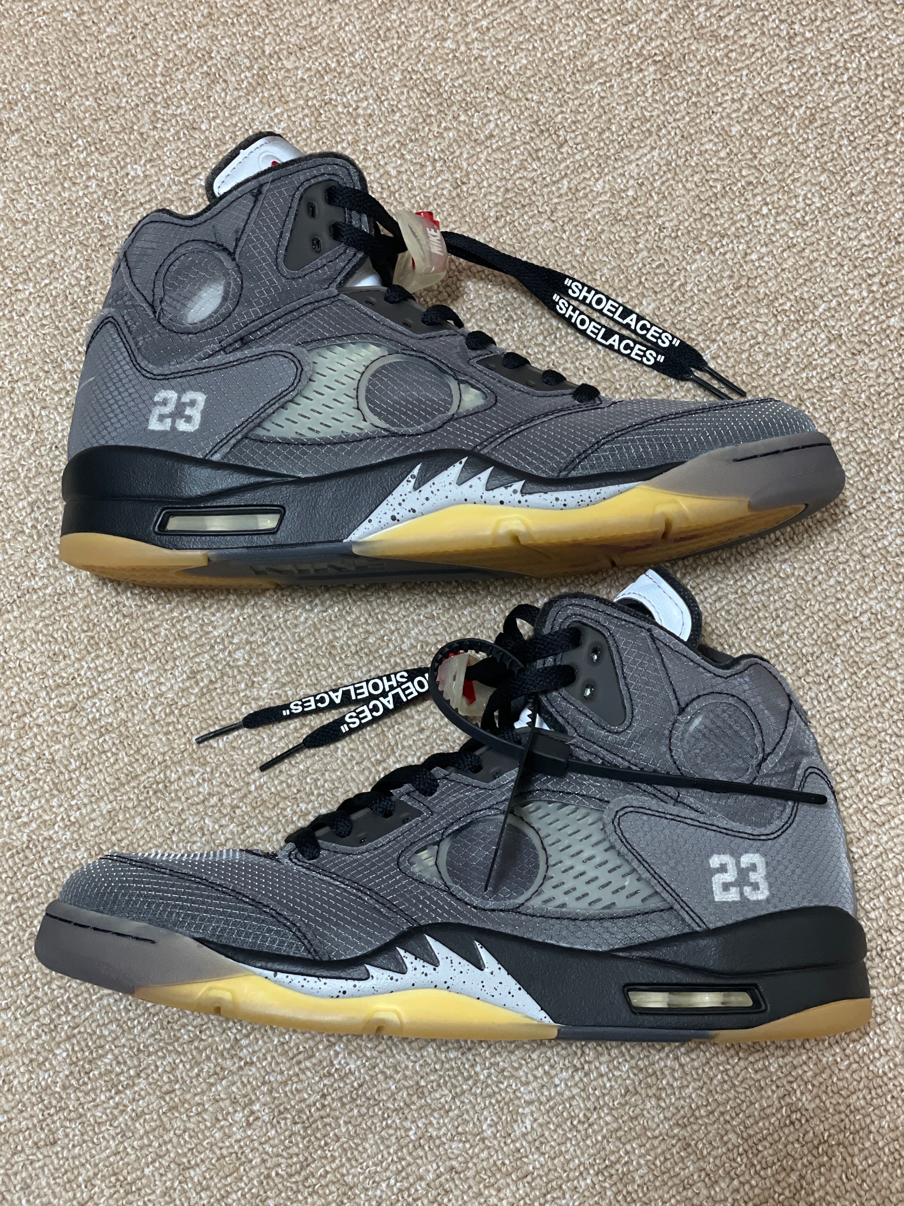 Off-White × Nike Air Jordan 5 "Black/Muslin/Fire Red"