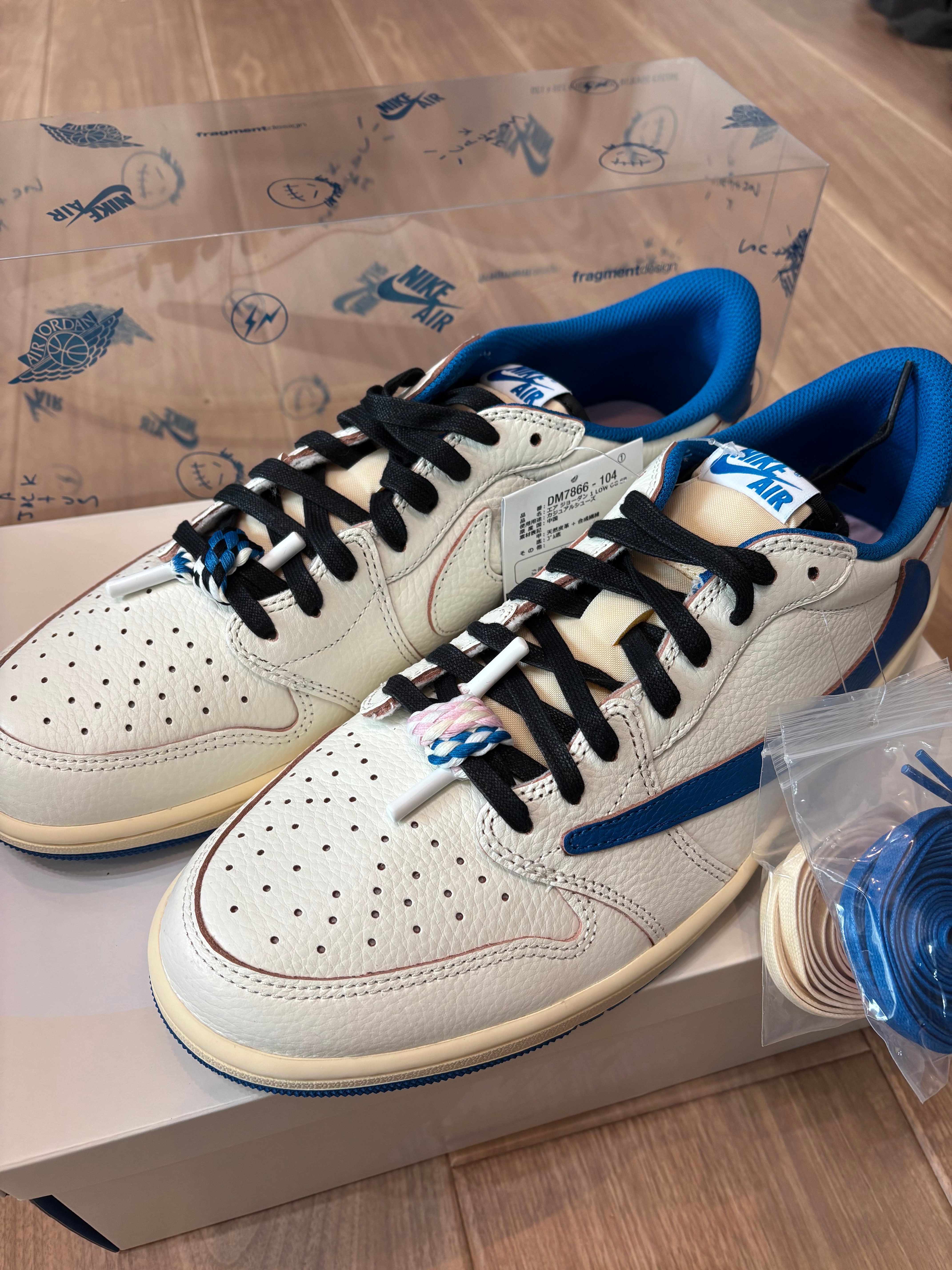 Travis Scott × fragment design × Nike Air Jordan 1 Low OG "Sail/Military Blue"