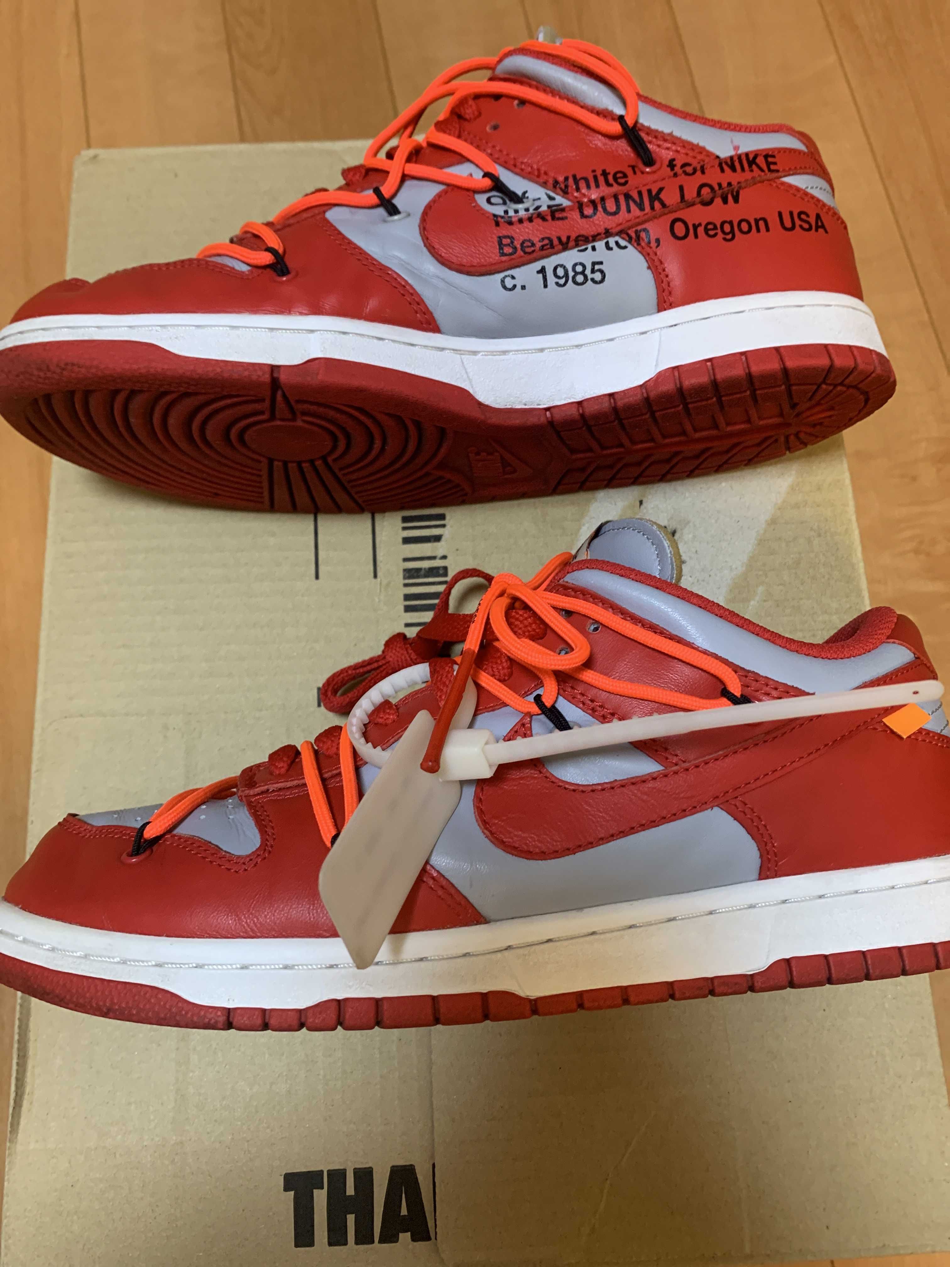 Off-White × Nike Dunk Low "University Red/Wolf Grey"