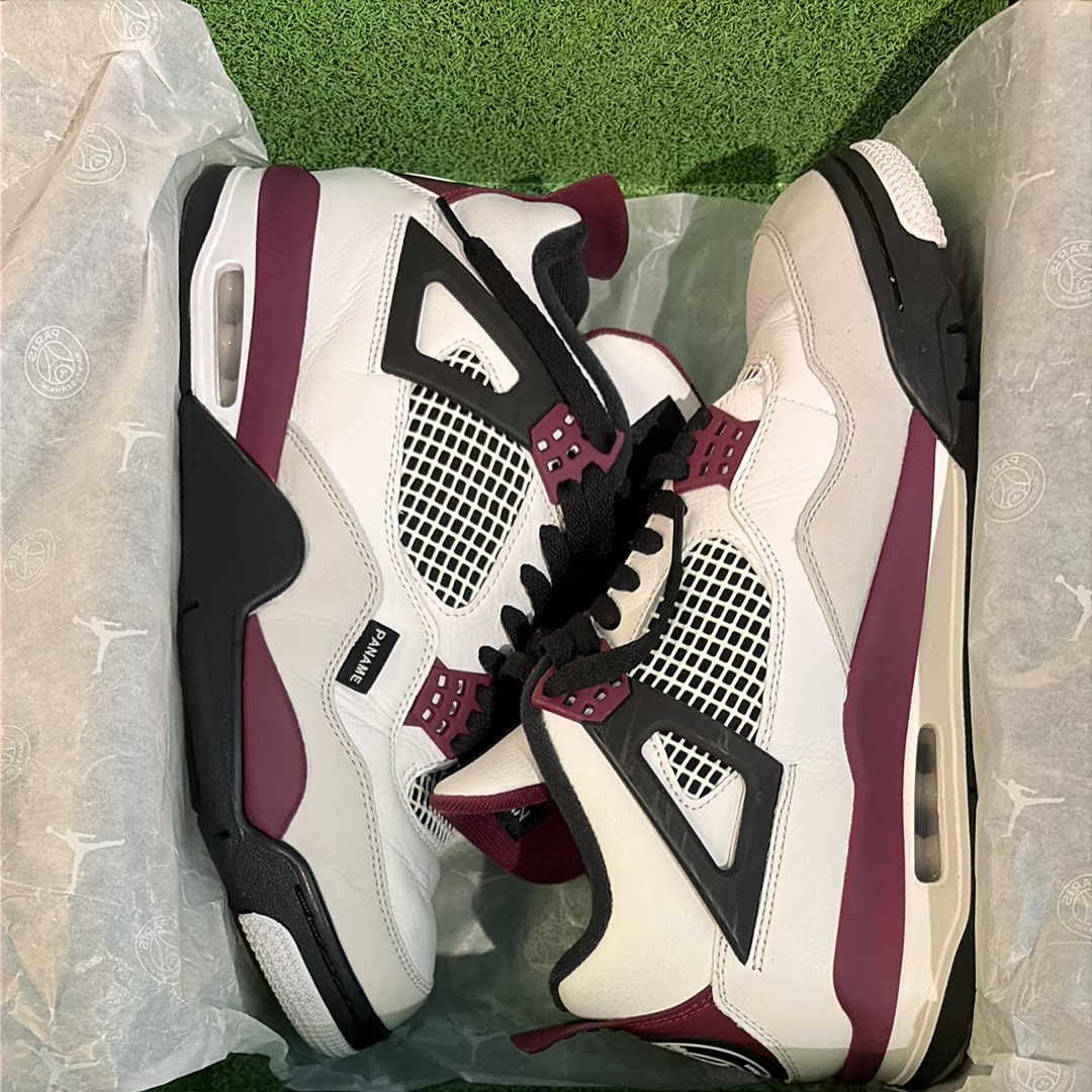Paris Saint Germain ×Nike Air Jordan 4 Retro "White/Bordeaux/Neutral Gray"