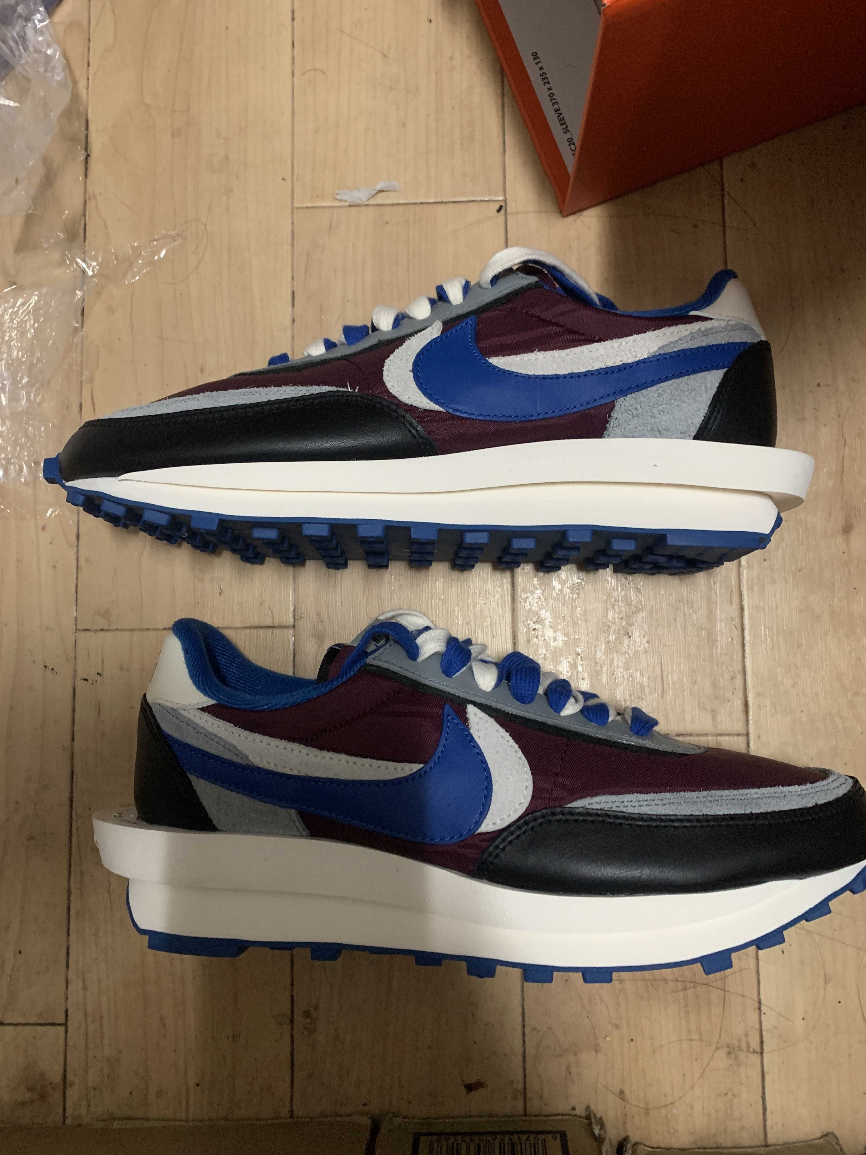 UNDERCOVER × sacai × Nike LD Waffle "Night Maroon/Pale Ivory-Ground Grey-Team Royal"