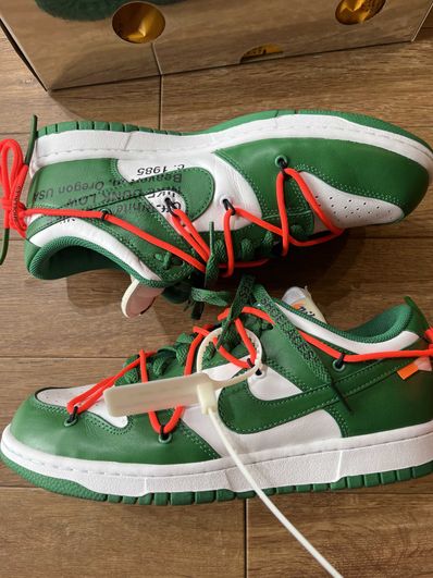 Off-White × Nike Dunk Low "White/Pine Green"