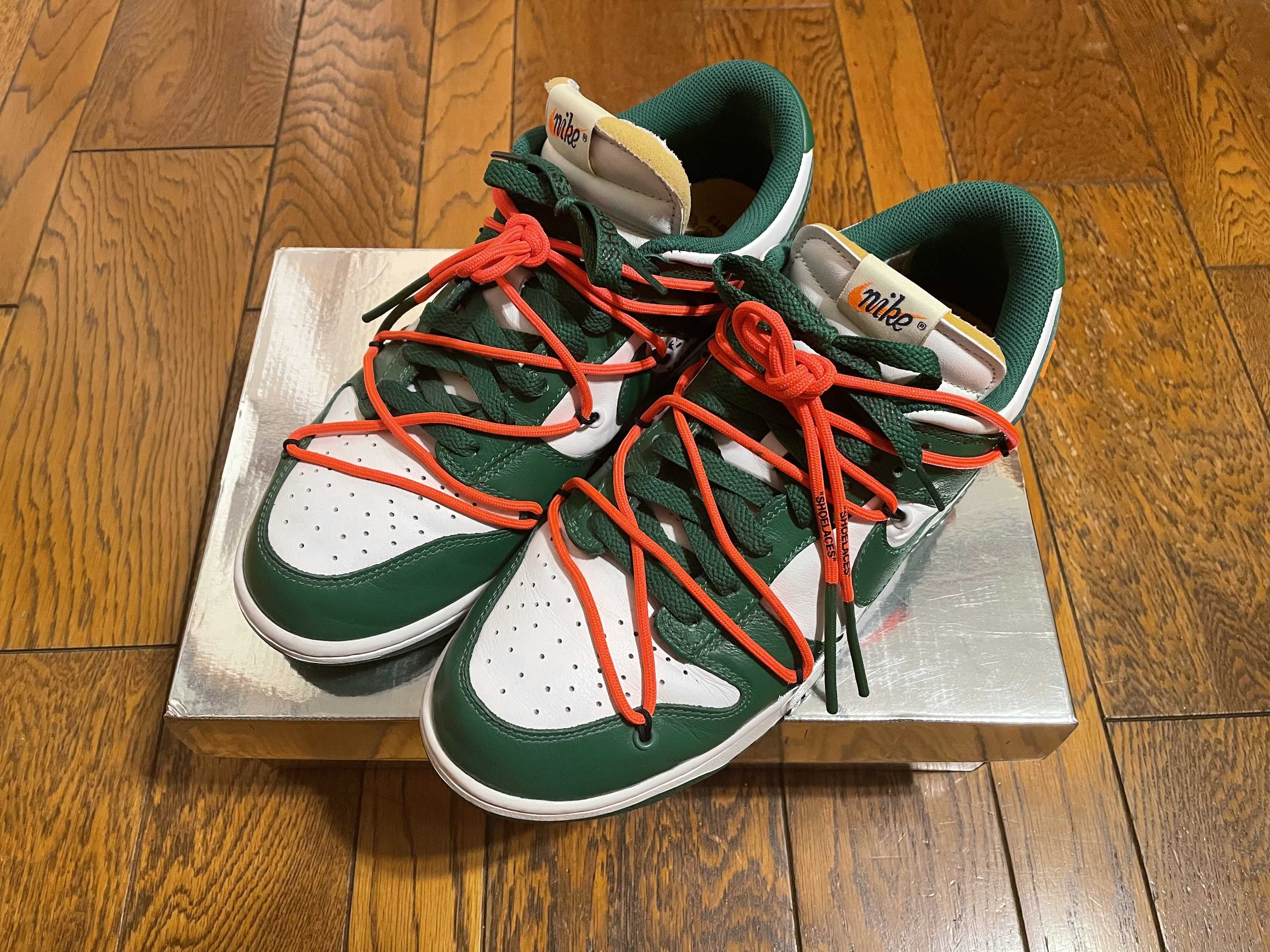 Off-White × Nike Dunk Low "White/Pine Green"