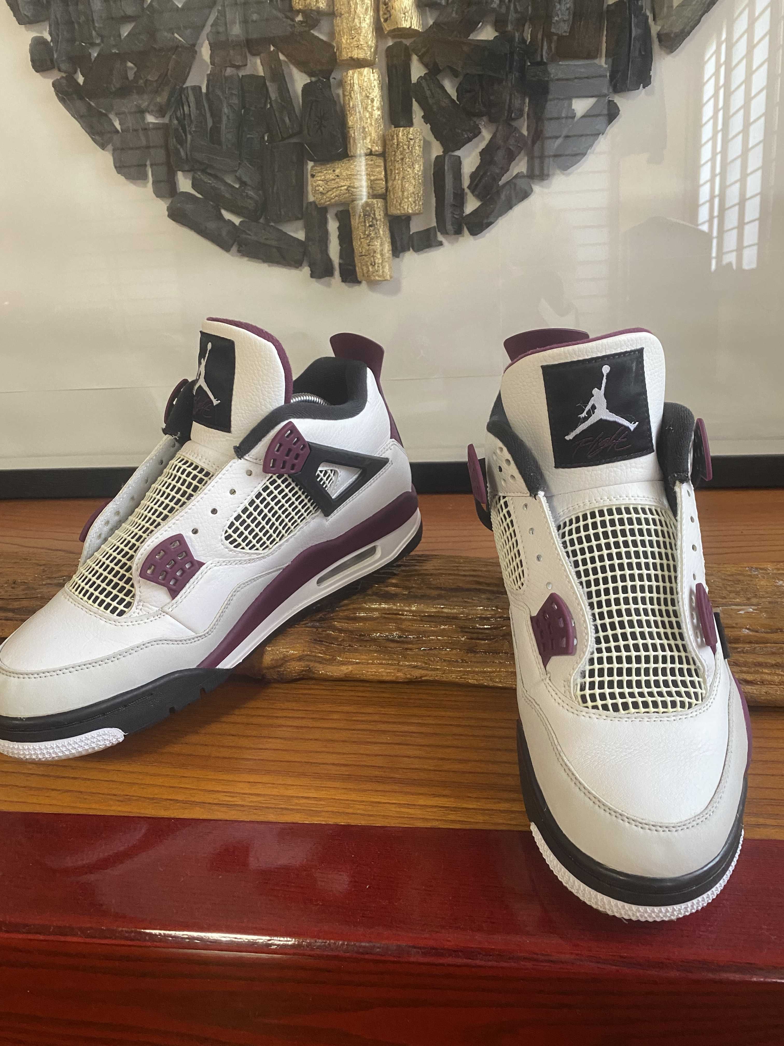 Paris Saint Germain ×Nike Air Jordan 4 Retro "White/Bordeaux/Neutral Gray"