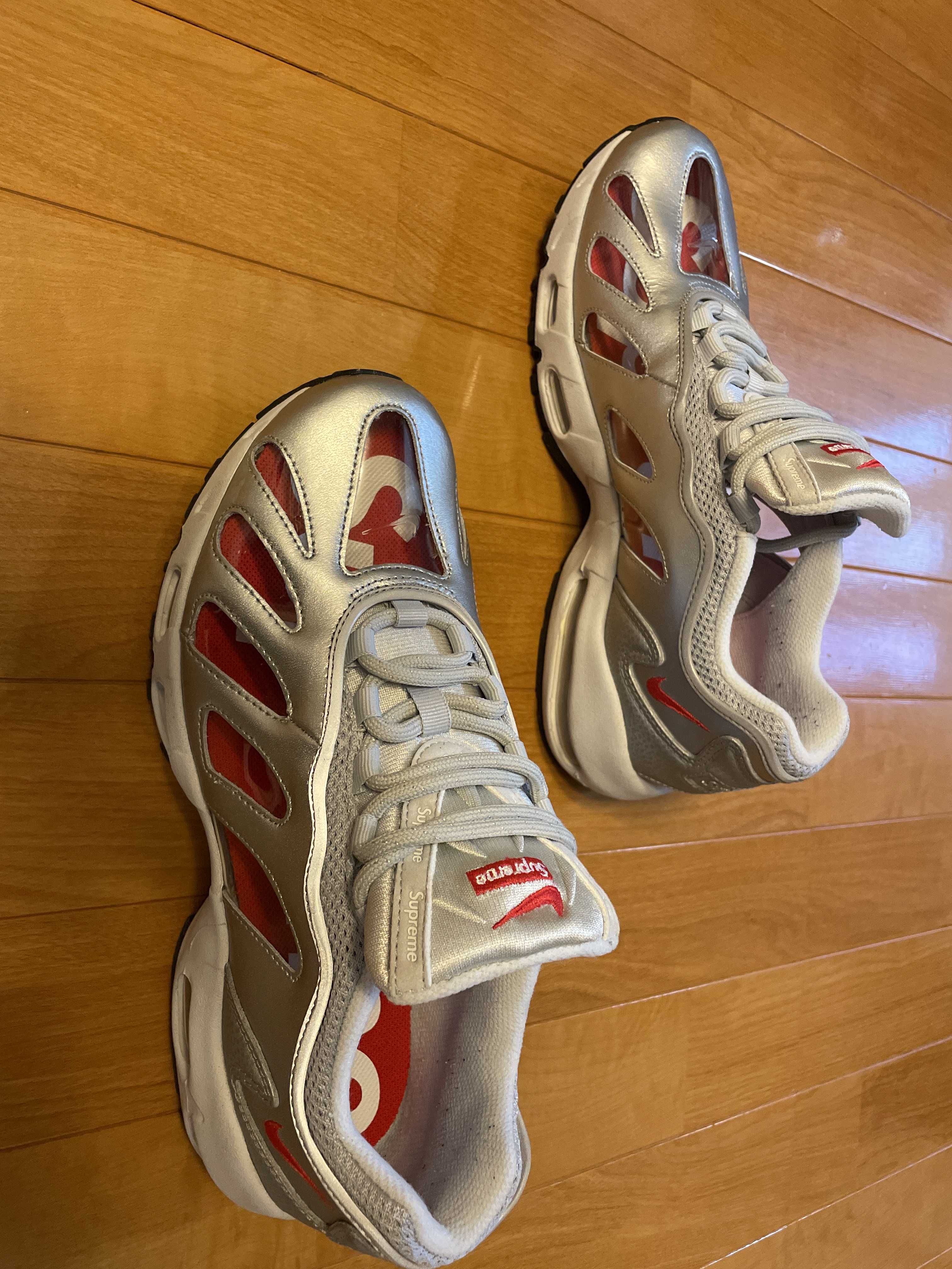 Supreme × Nike Air Max 96 "Metallic Silver/Speed Red/Clear"