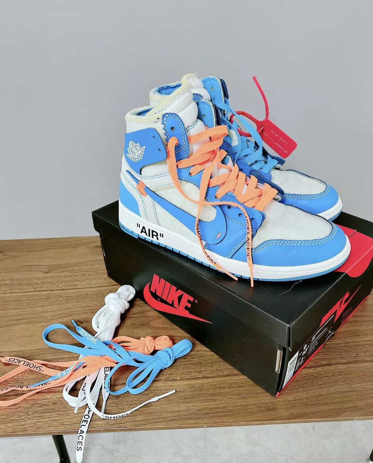 Off-White × Nike Air Jordan 1 High UNC "White/Dark Powder Blue"