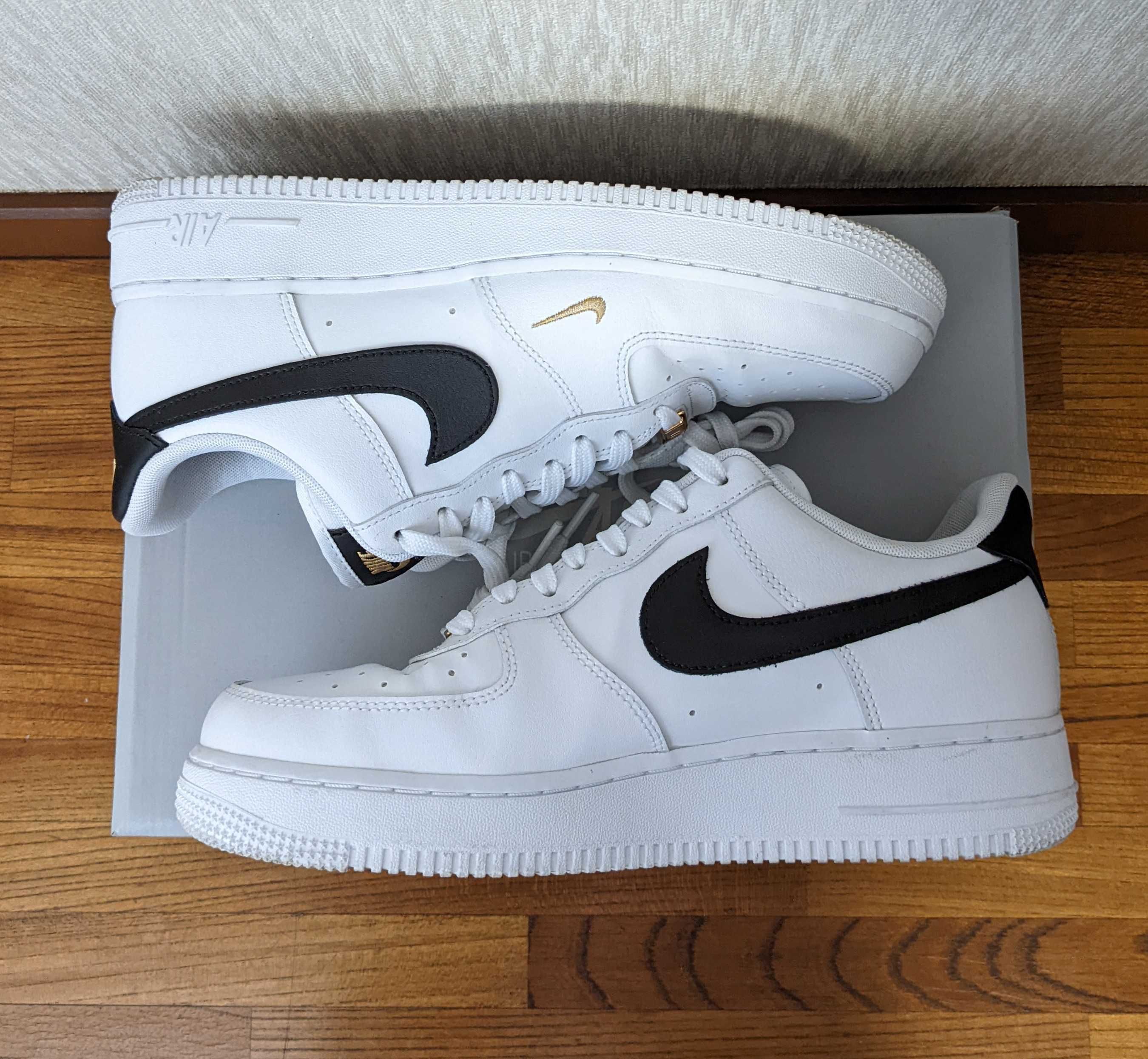 Nike Women's Air Force 1 Low 07 Essential "White/Black/Gold Mini Swoosh"