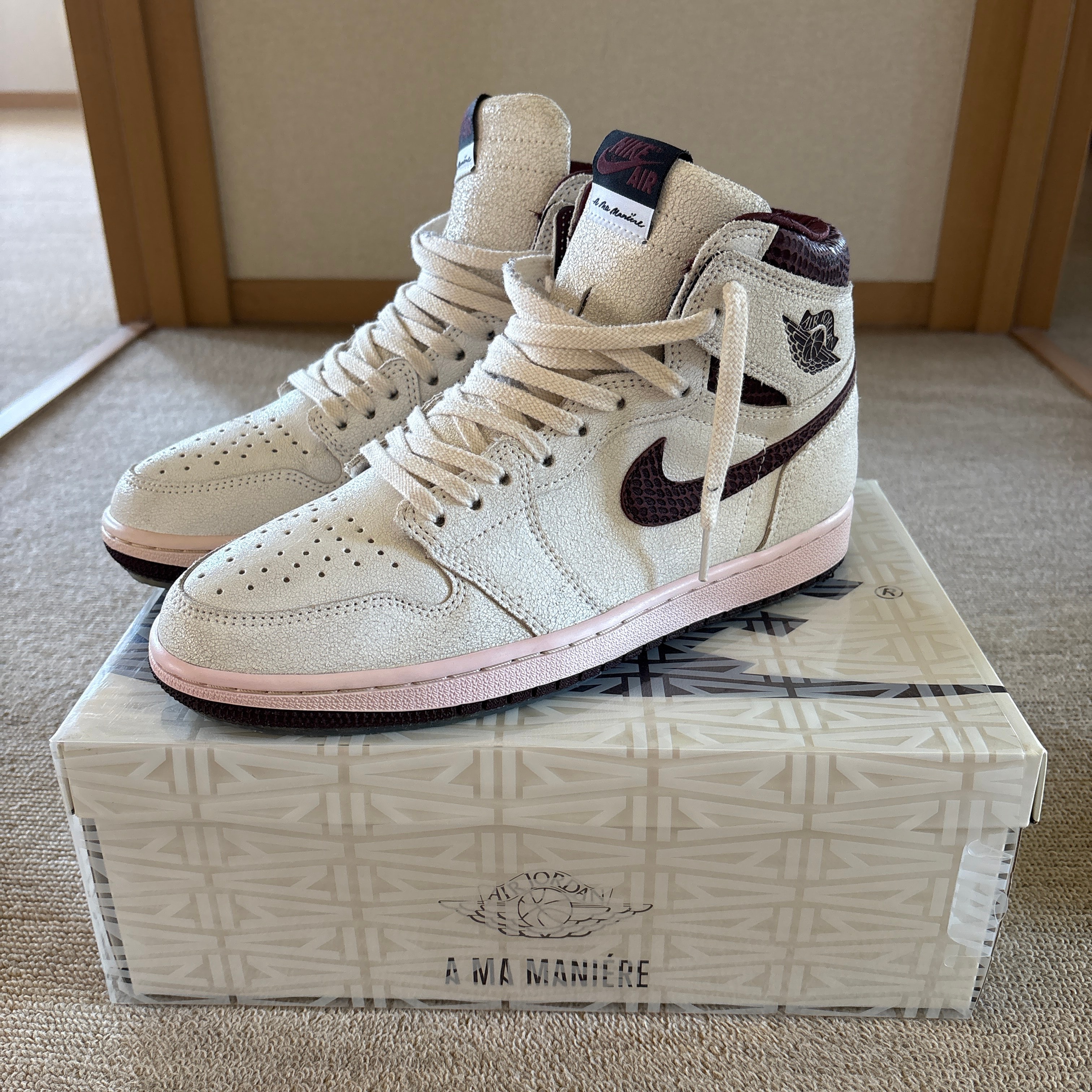 A Ma Maniere × Nike Air Jordan 1 Retro High OG "Sail and Burgundy"